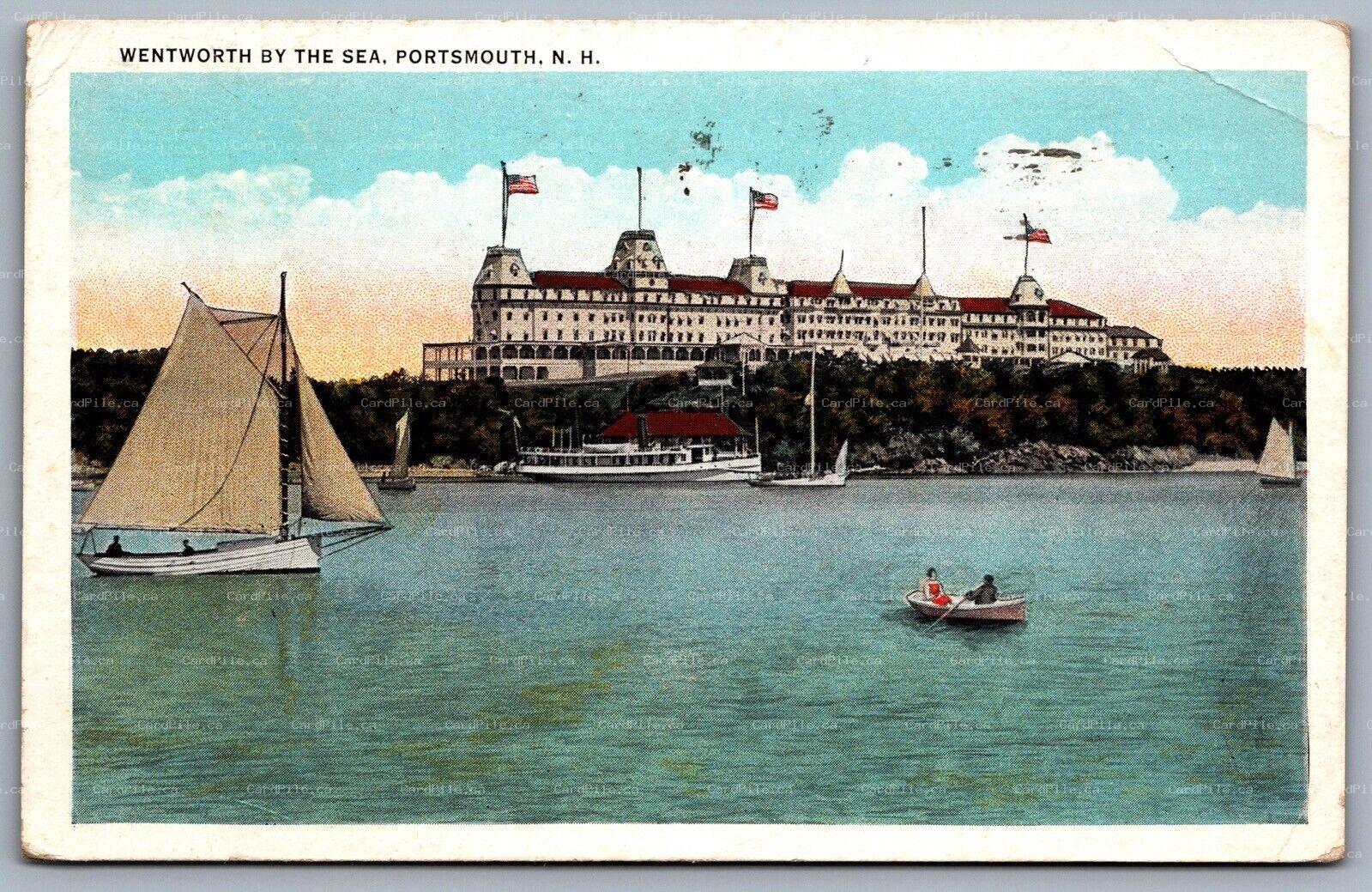 Postcard Portsmouth NH c1934 Wentworth by the Sea Boats Now Marriott Hotel & Spa