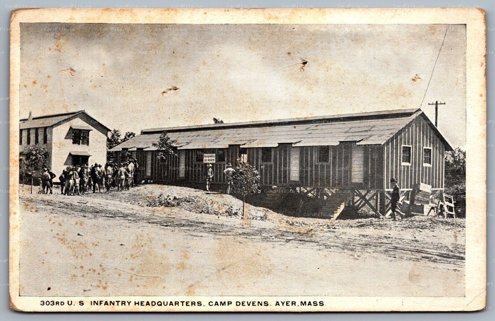Postcard Ayer MA c1918 Camp Devens 303rd U.S Infantry Headquarters 