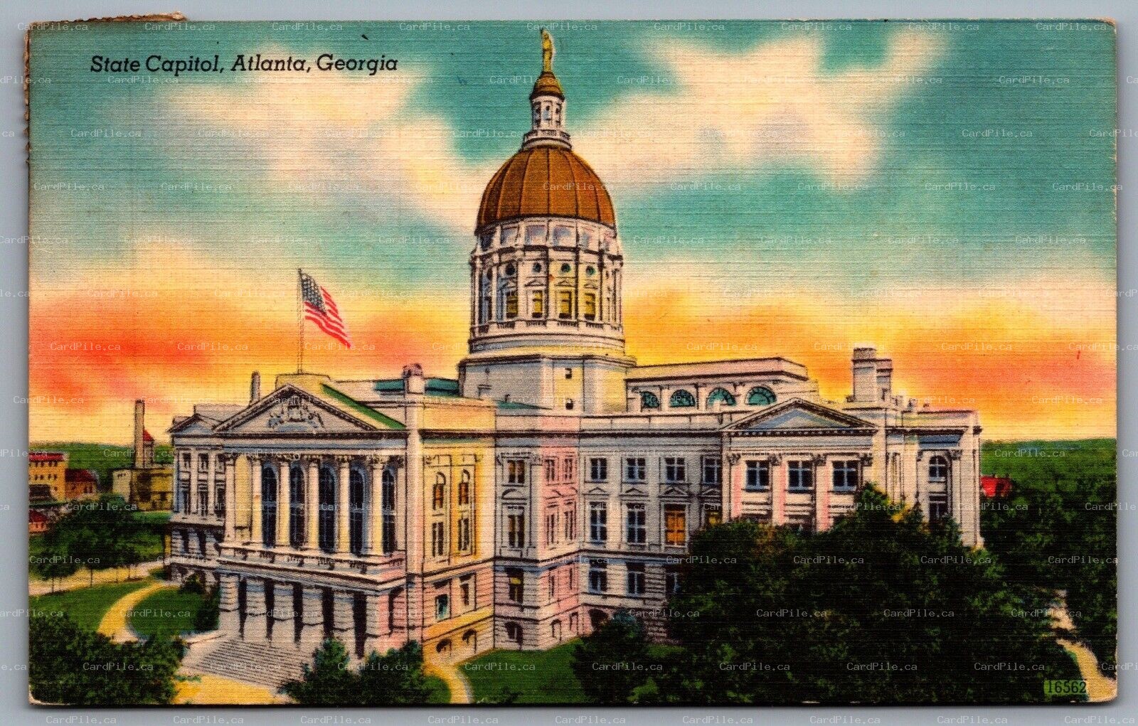 Postcard Atlanta GA c1940s State Capitol Building Linen