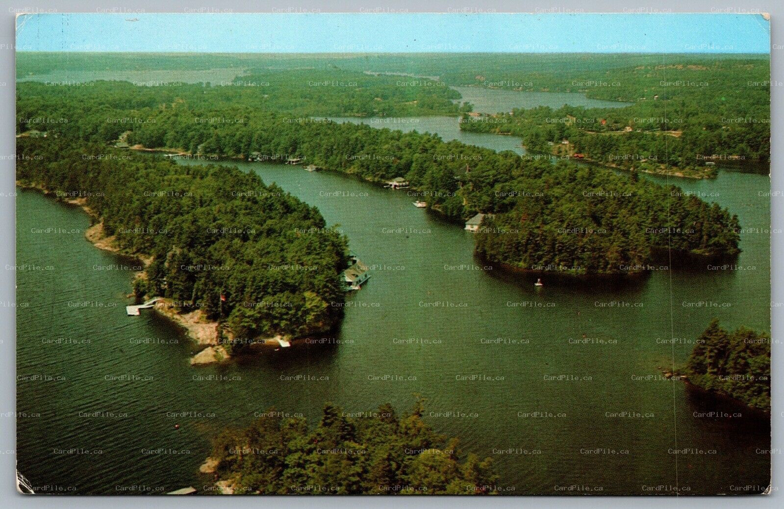 Postcard Red Lake Ontario c1960s Aerial View Cottages Kenora District