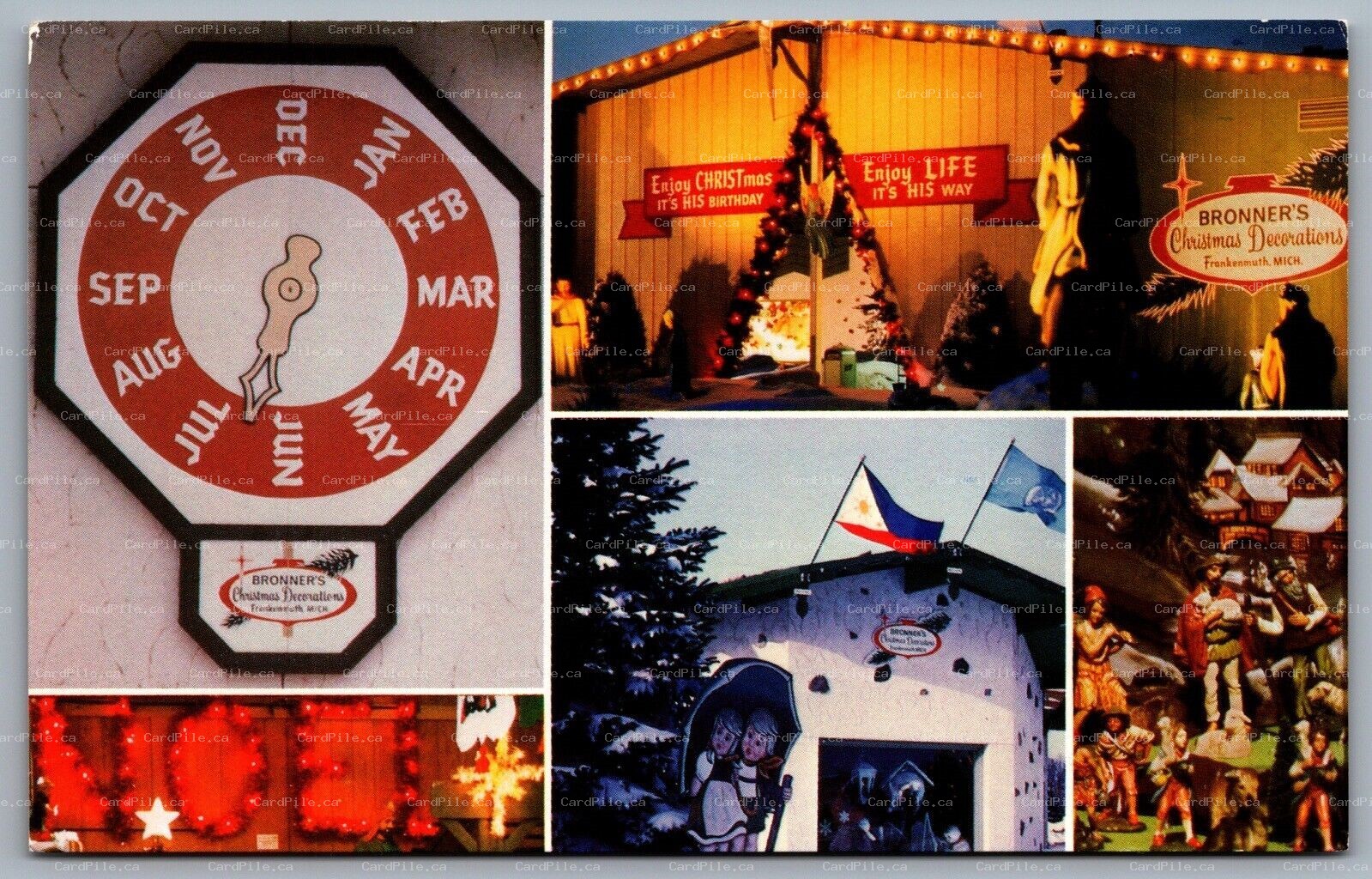 Postcard Frankenmuth MI c1970s Bronners Family Christmas Wonderland Multi View