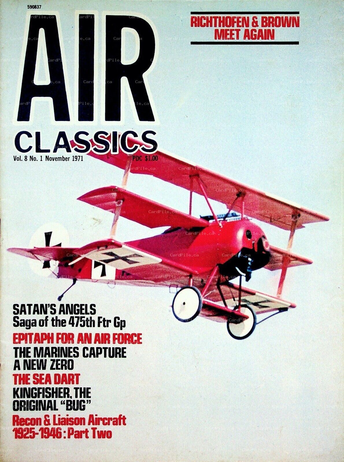 1971 Air Classics Vol.8 No.1 Richthofen & Brown Meet Again Satans Angels SeaDart