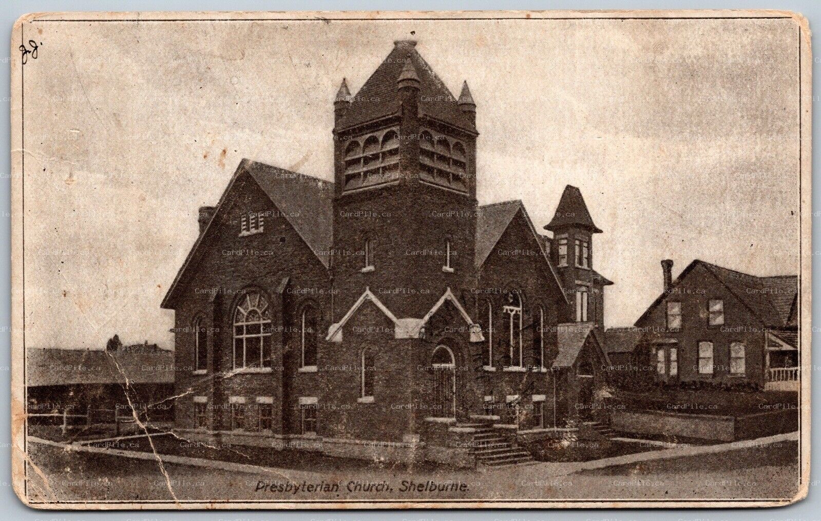 Postcard Shelburne Ontario c1907 Presbyterian Church Dufferin County *as is*