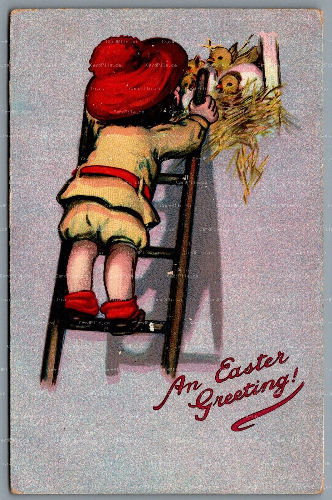 Postcard Easter c1904 Tucks An Easter Greeting U/S Katherine Gassaway Boy Ladder