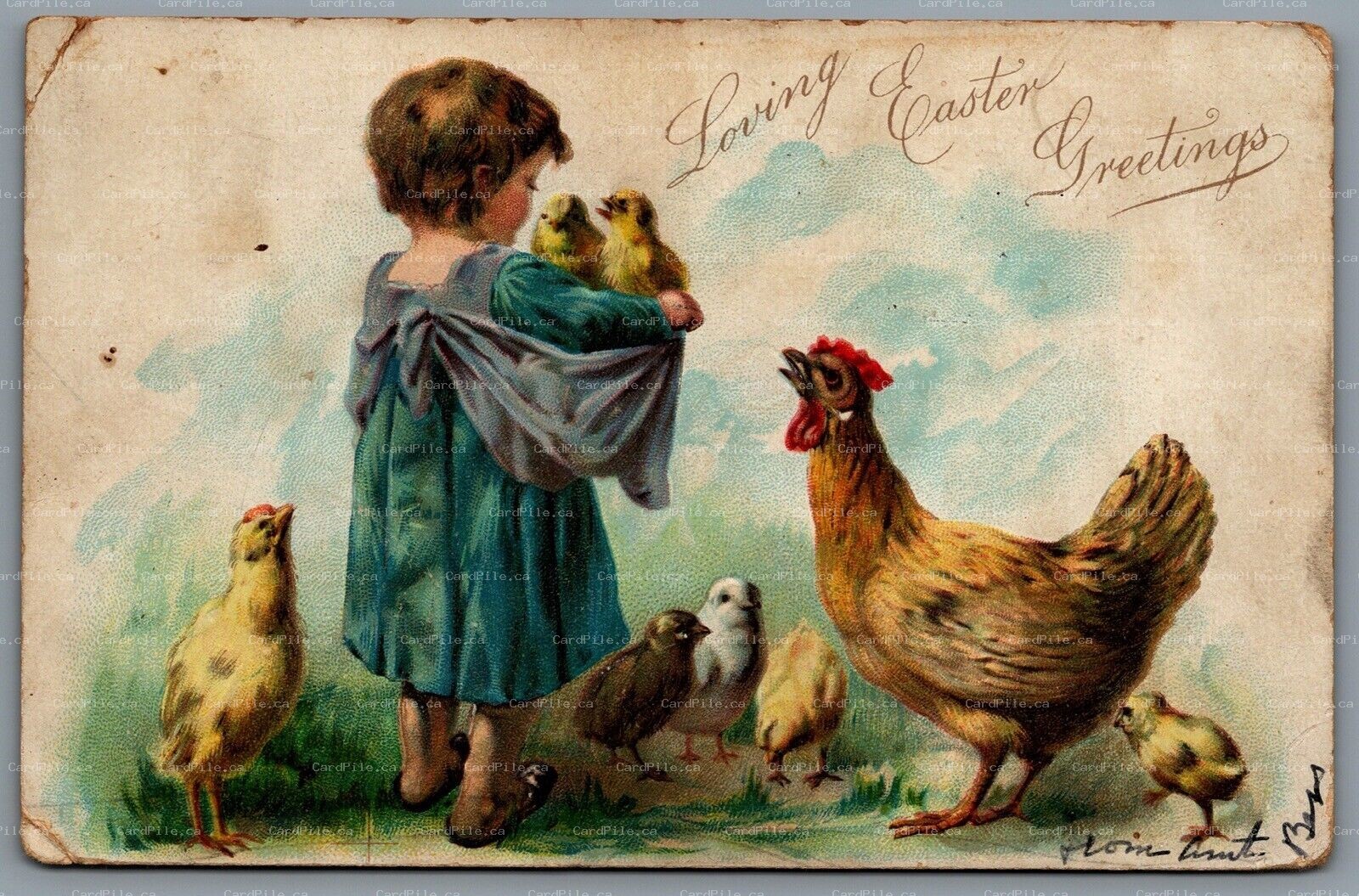 Postcard Easter c1907 Tucks Loving Easter Greetings Southampton Square Cancel