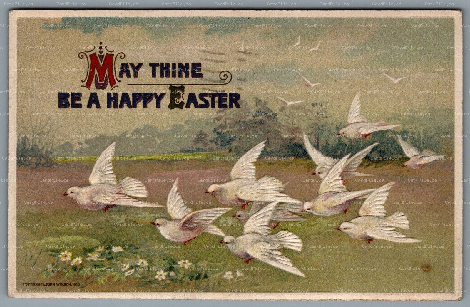 Postcard Easter c1910 John Winsch May Thine Be A Happy Easter CDS Cancel Berlin