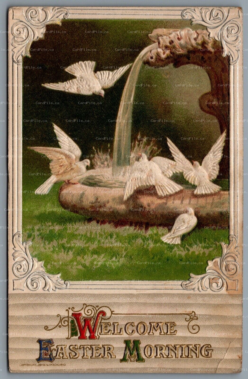 Postcard Easter c1910 John Winsch Welcome Easter Morning CDS Cancel Berlin ON