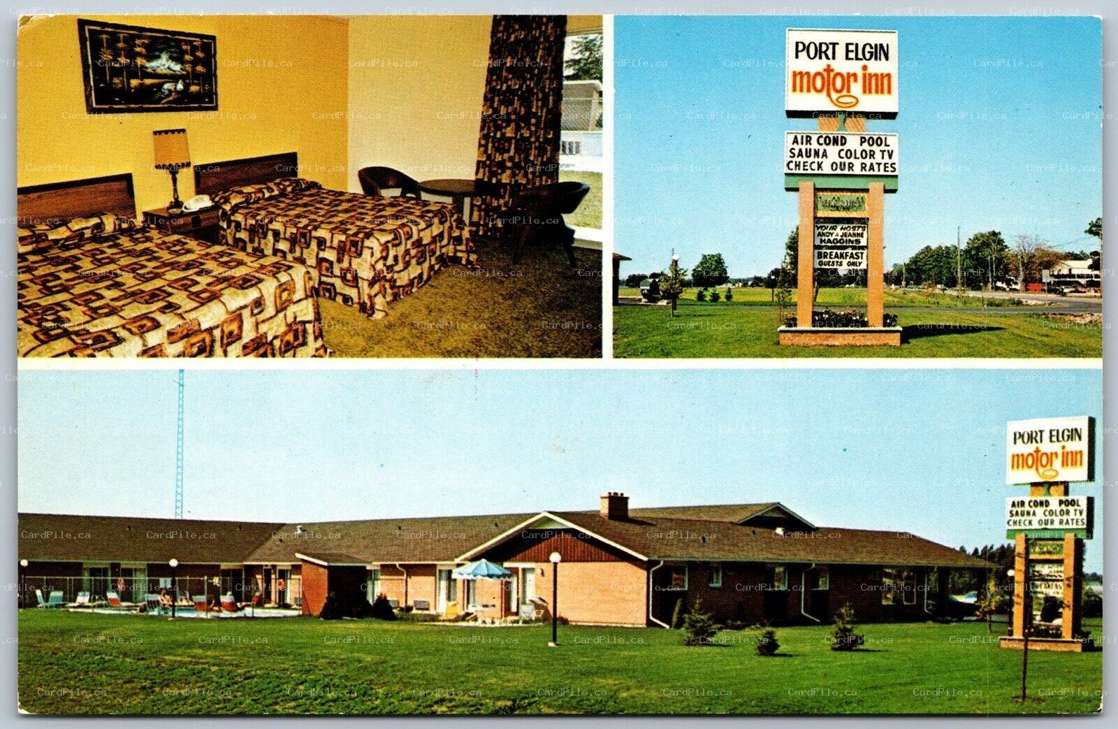 Postcard Port Elgin Ontario c1970s Motor Inn Multi View Highway 21 Hosts Kuperus