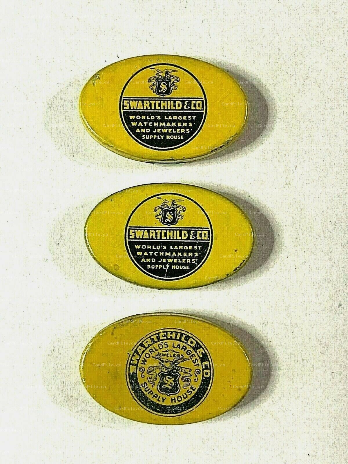 VINTAGE 1930s 3x Swartchild & Co Watchmaker and Jewelers Supply House Tins