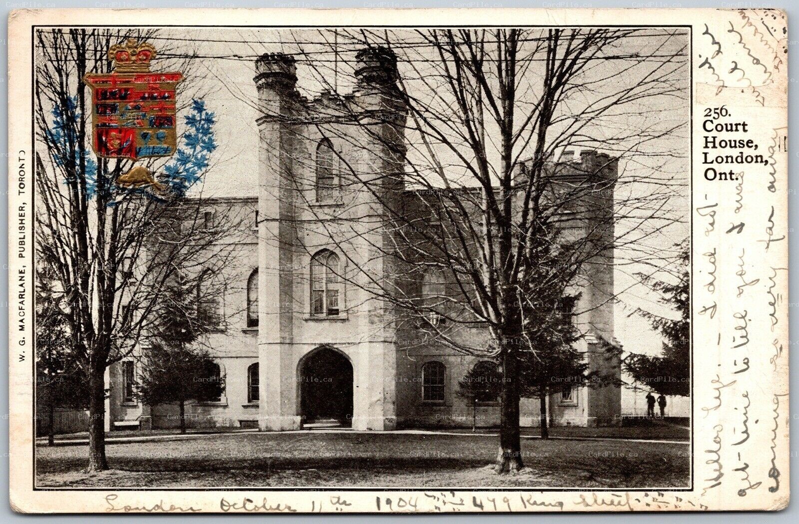 Postcard London Ontario c1904 Court House by MacFarlane Canadian Crest 