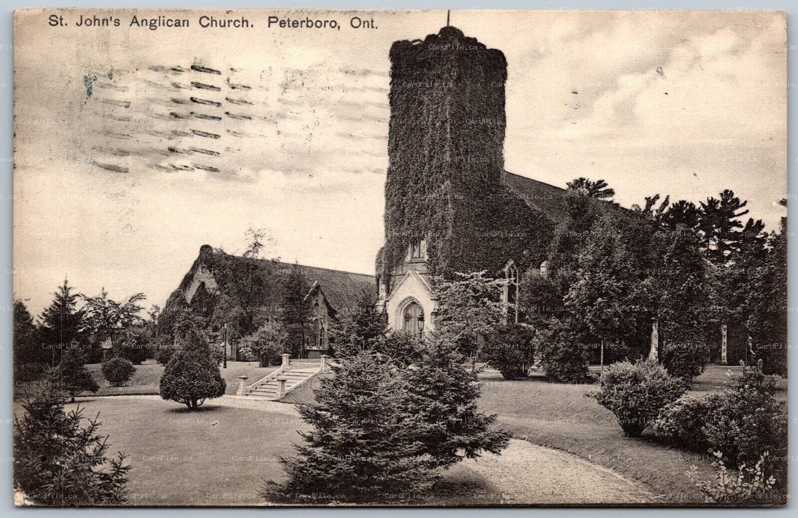 Postcard Peterboro ONT c1911 St Johns Anglican Church Split Ring Lorne Park ISC