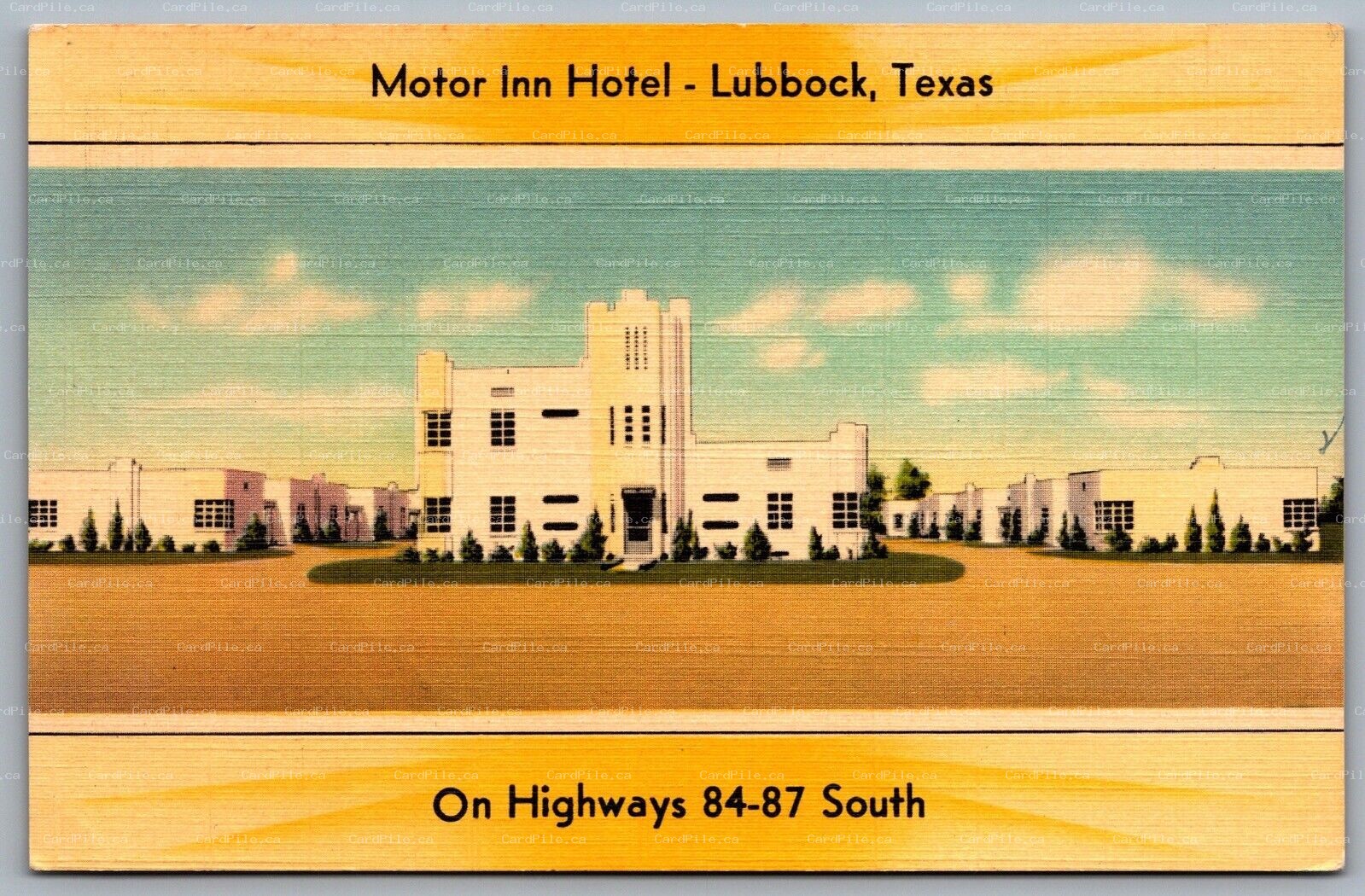 Postcard Lubbock TX c1940s Motor Inn Hotel Highways 84-87 South