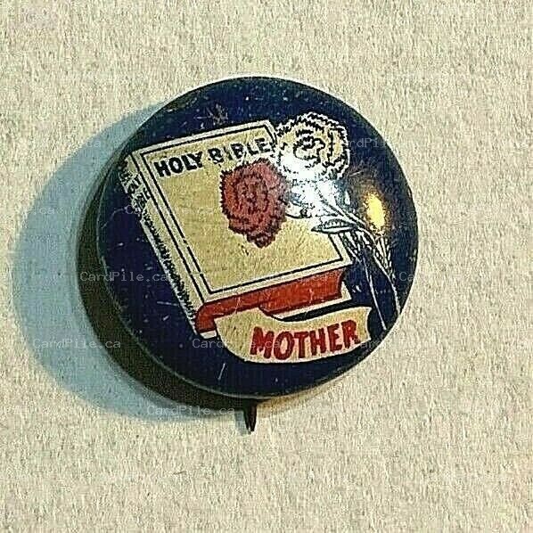 VINTAGE 1920s? Holy Bible - Mother - Dietz Chicago Illinois - Pinback Button