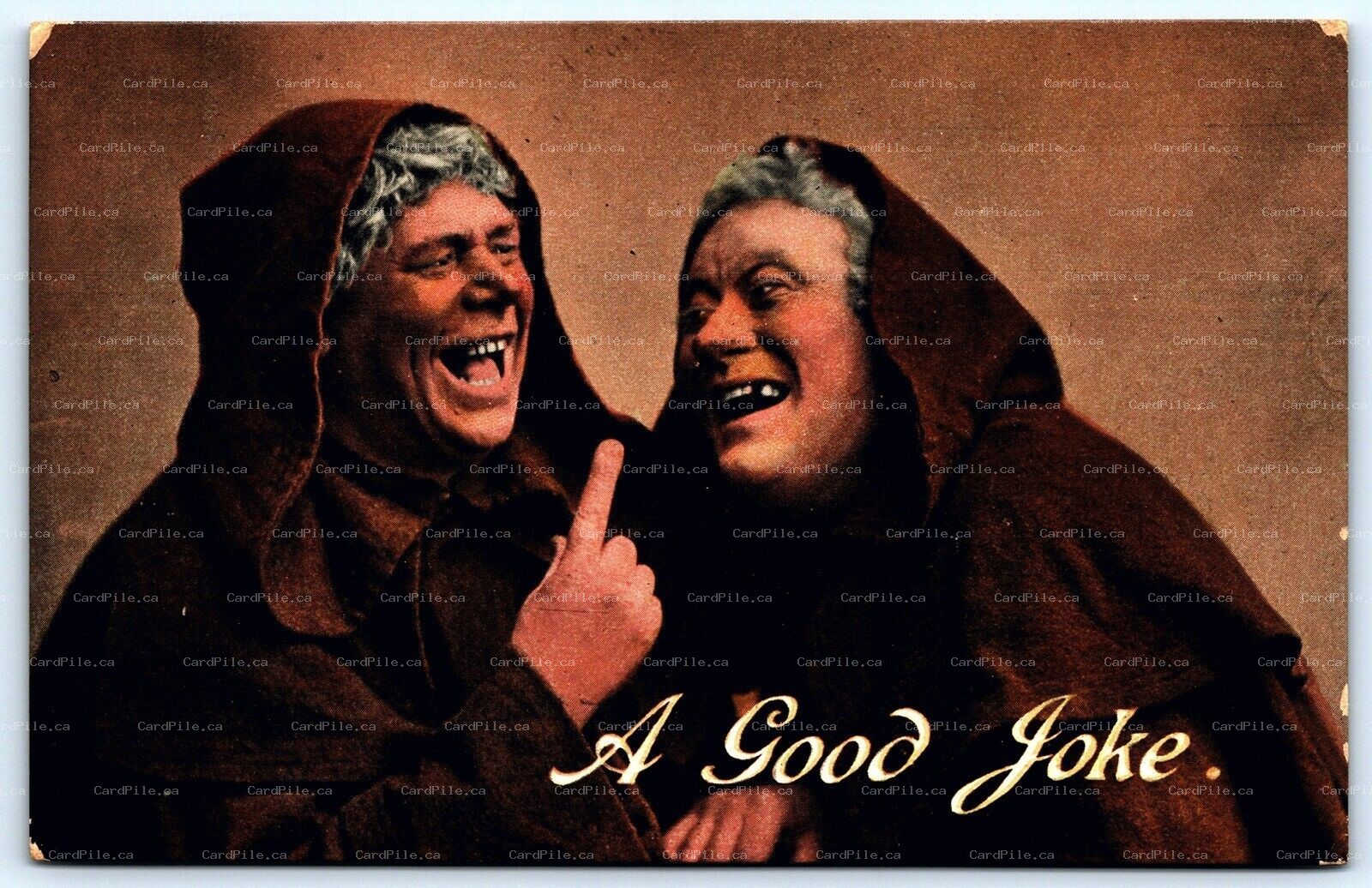 Postcard c1910s A Good Joke Two Old Monks Laughing Valentines