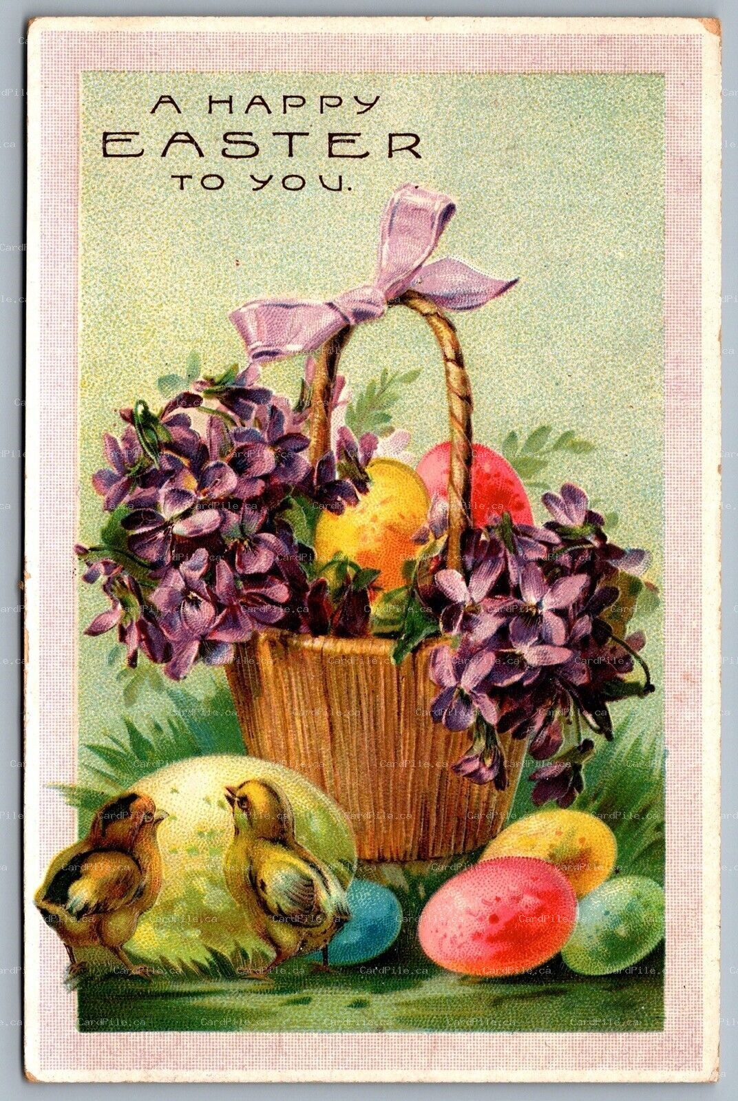 Postcard c1908 Happy Easter To You Split Ring Cancels Folden's Corners ONT