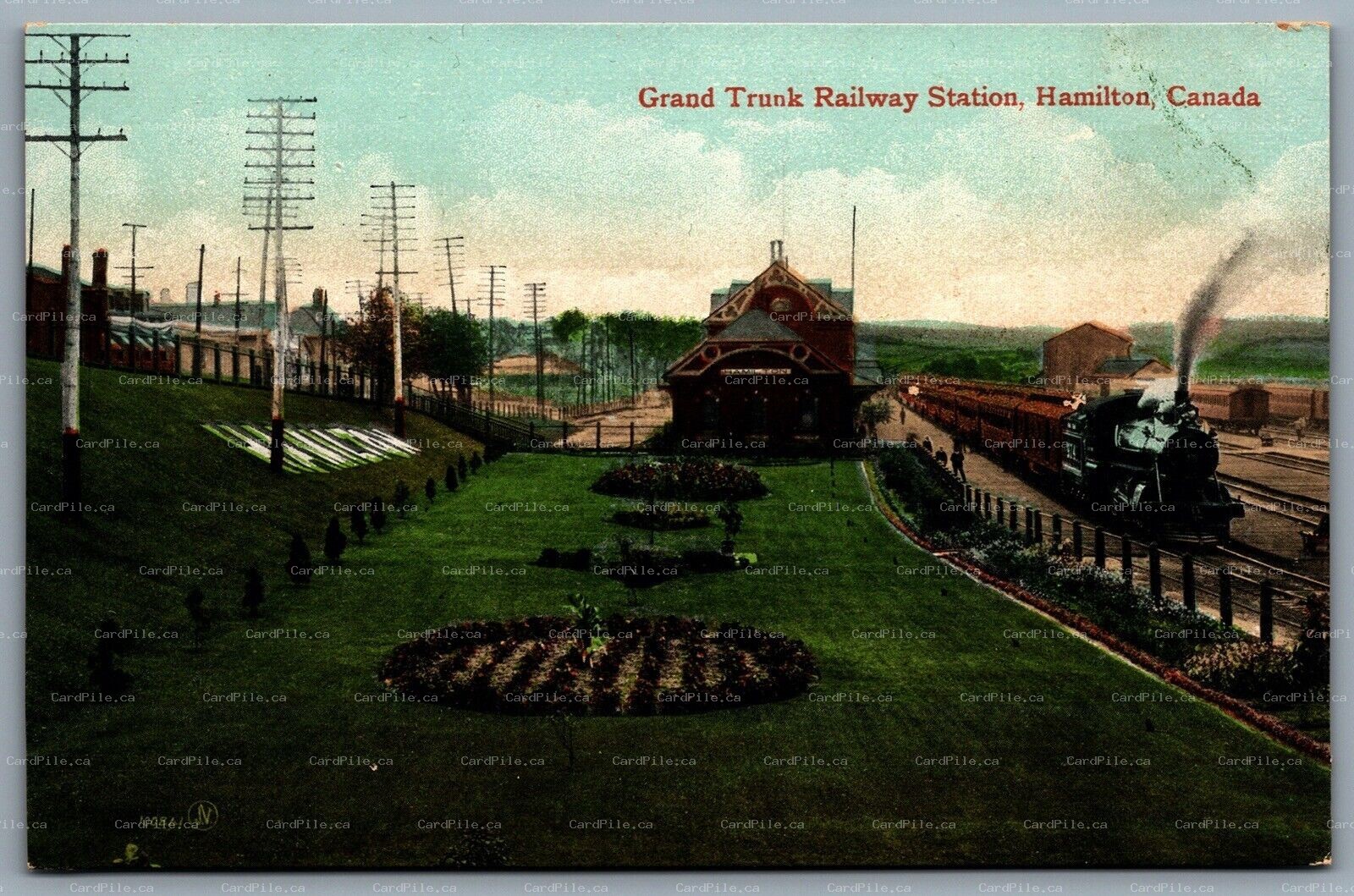 Postcard Hamilton ONT c1910s G.T.R Station Grand Trunk Railroad Unused Valentine