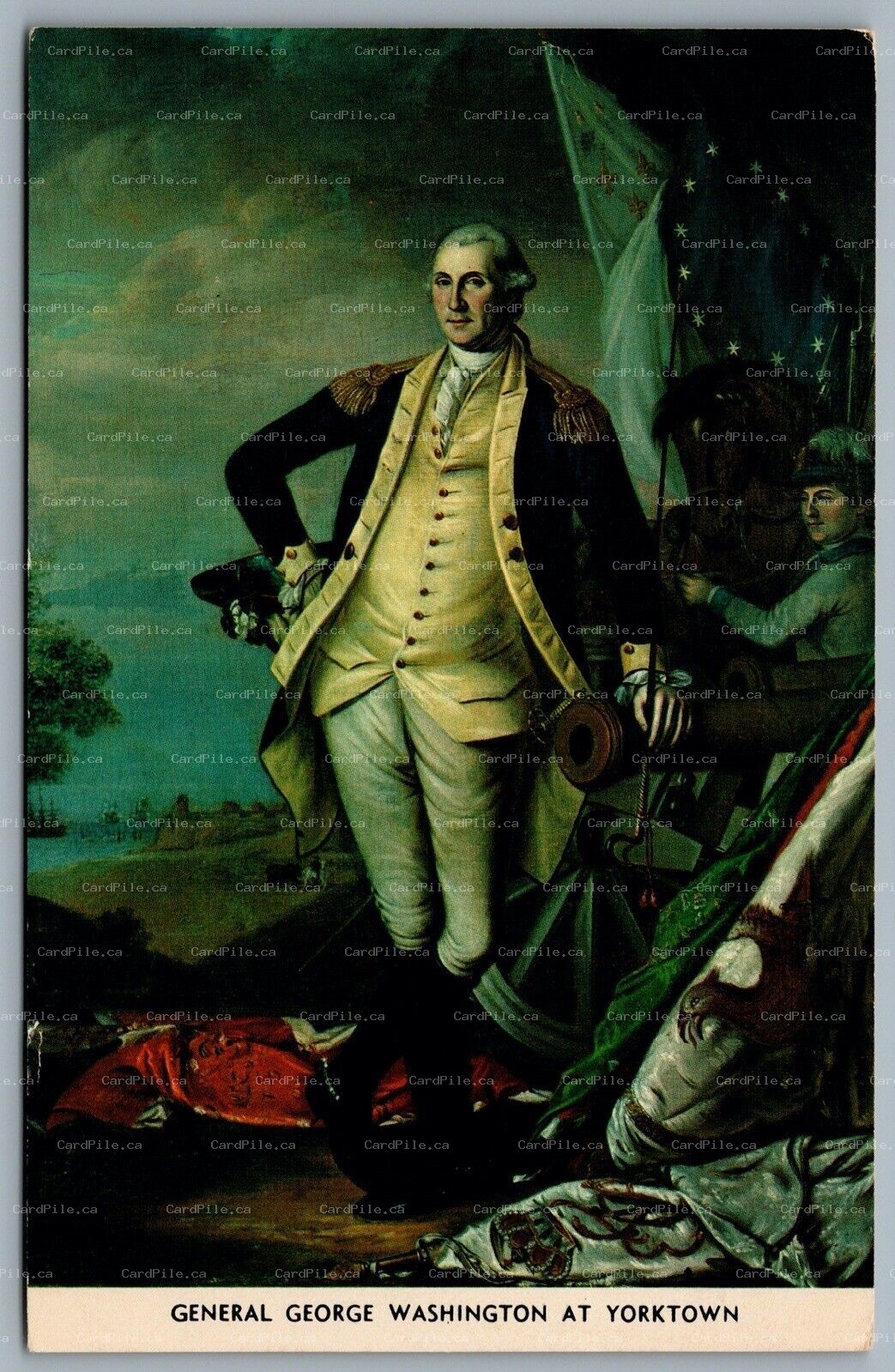 Postcard c1950s Patriotic General George Washington At Yorktown by James Peale A