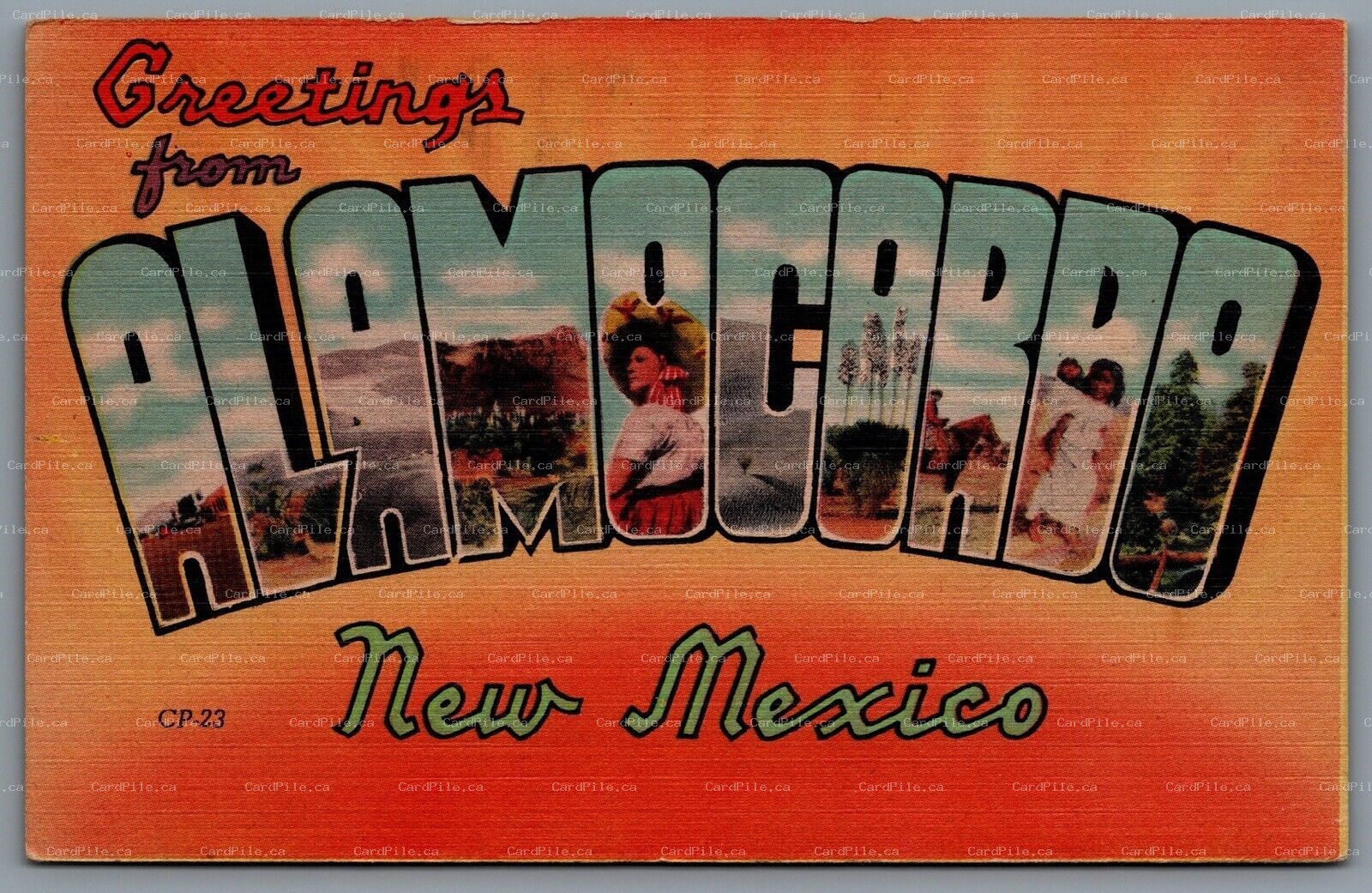 Postcard Alamogordo NM 1940s Greetings From Alamogordo Large Letter Otero County