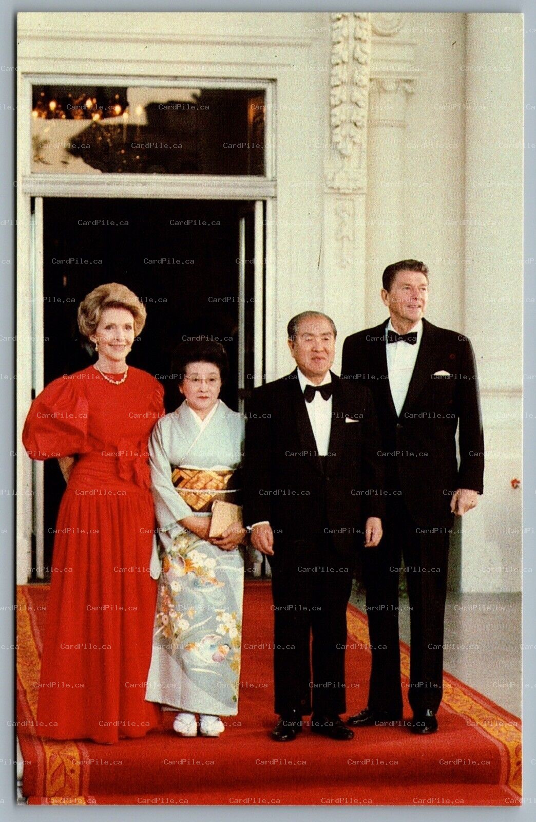 Postcard Political c1980s Ronald Reagan Japanese Prime Minister Zenko Suzuki