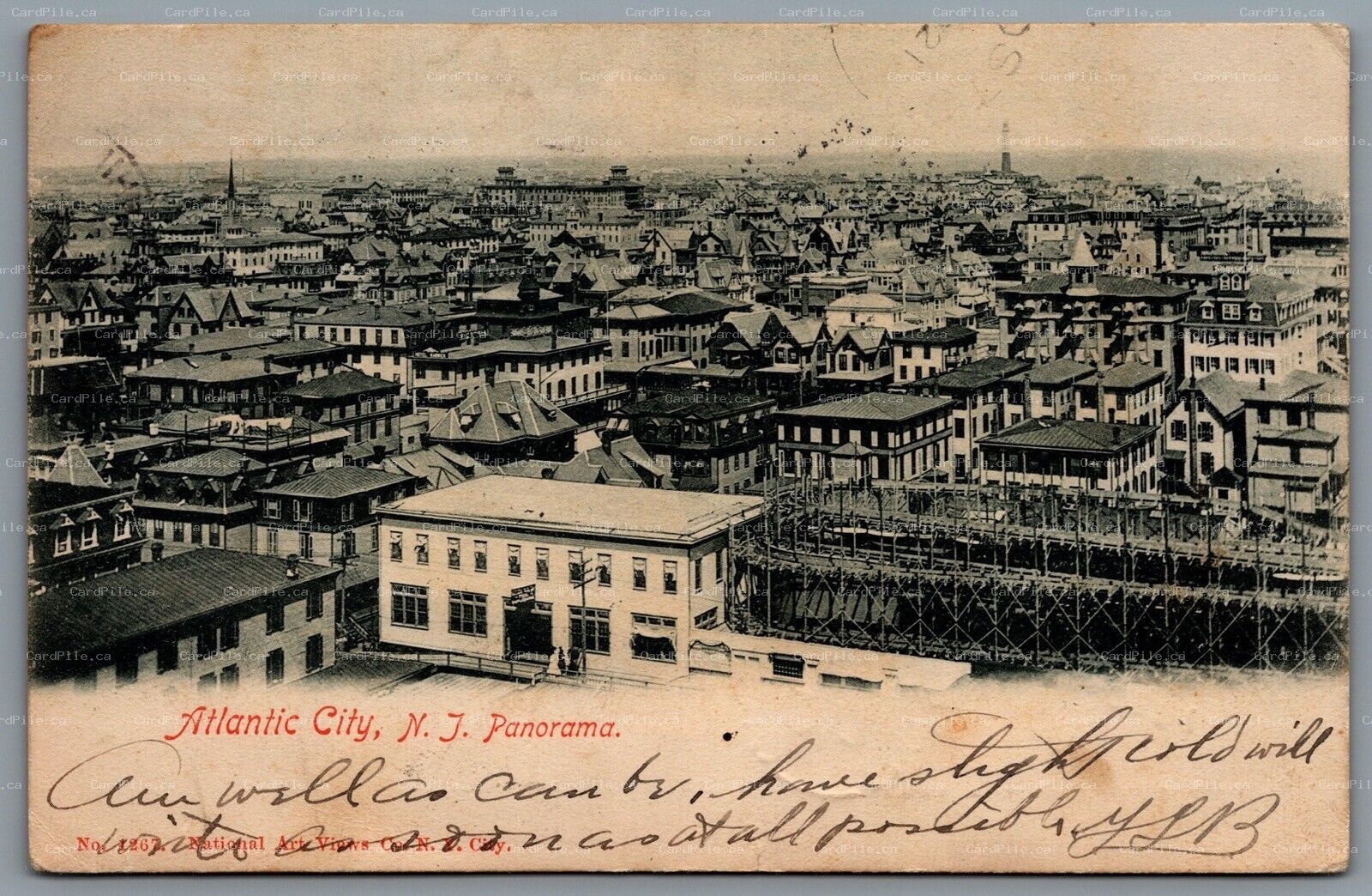 Postcard Atlantic City NJ c1904 Panorama View 3 CDS Cancels & Split Ring Cancel