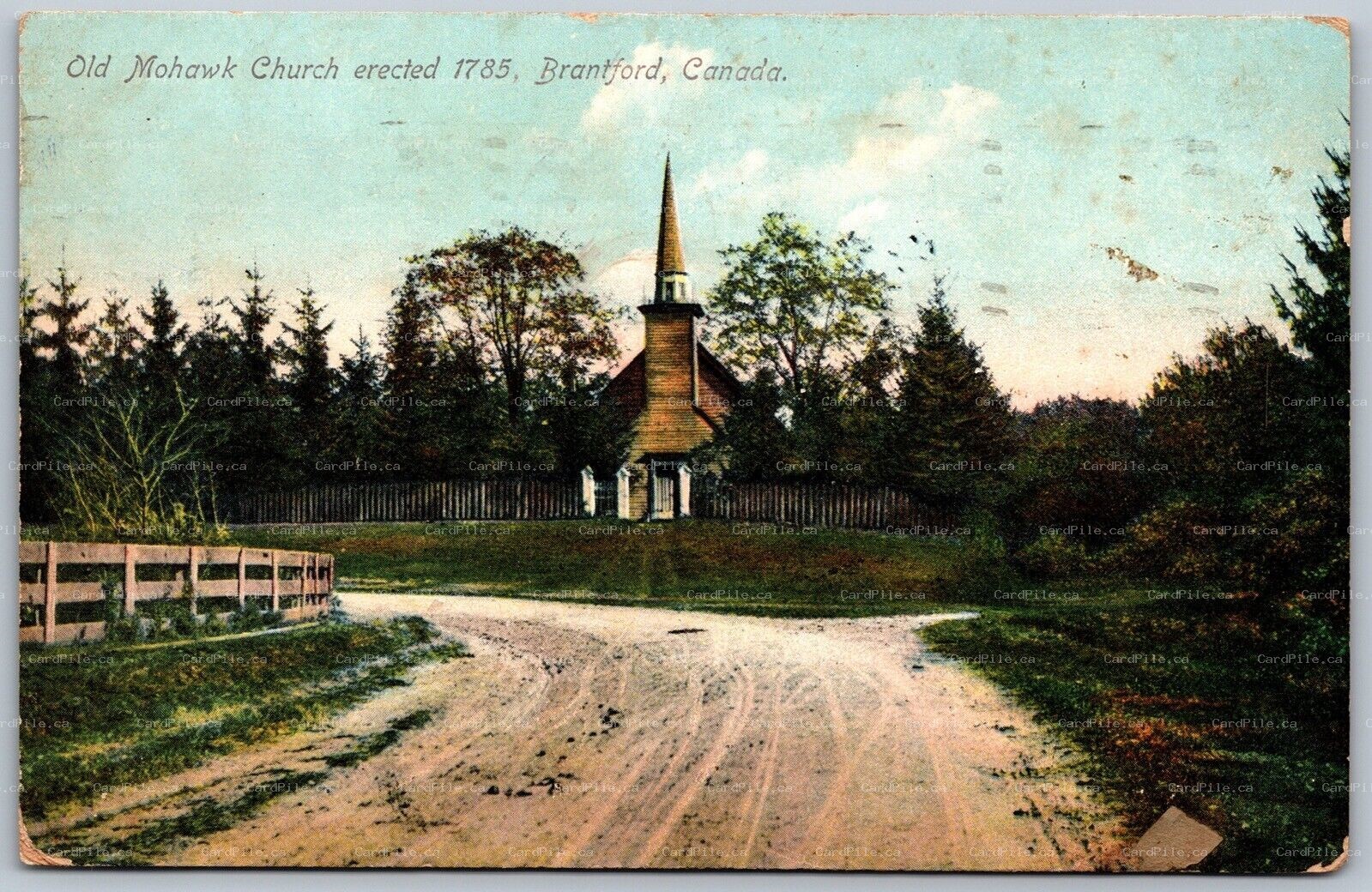 Postcard Brantford Ontario c1909 Old Mohawk Church Brant County by Stedman Bros