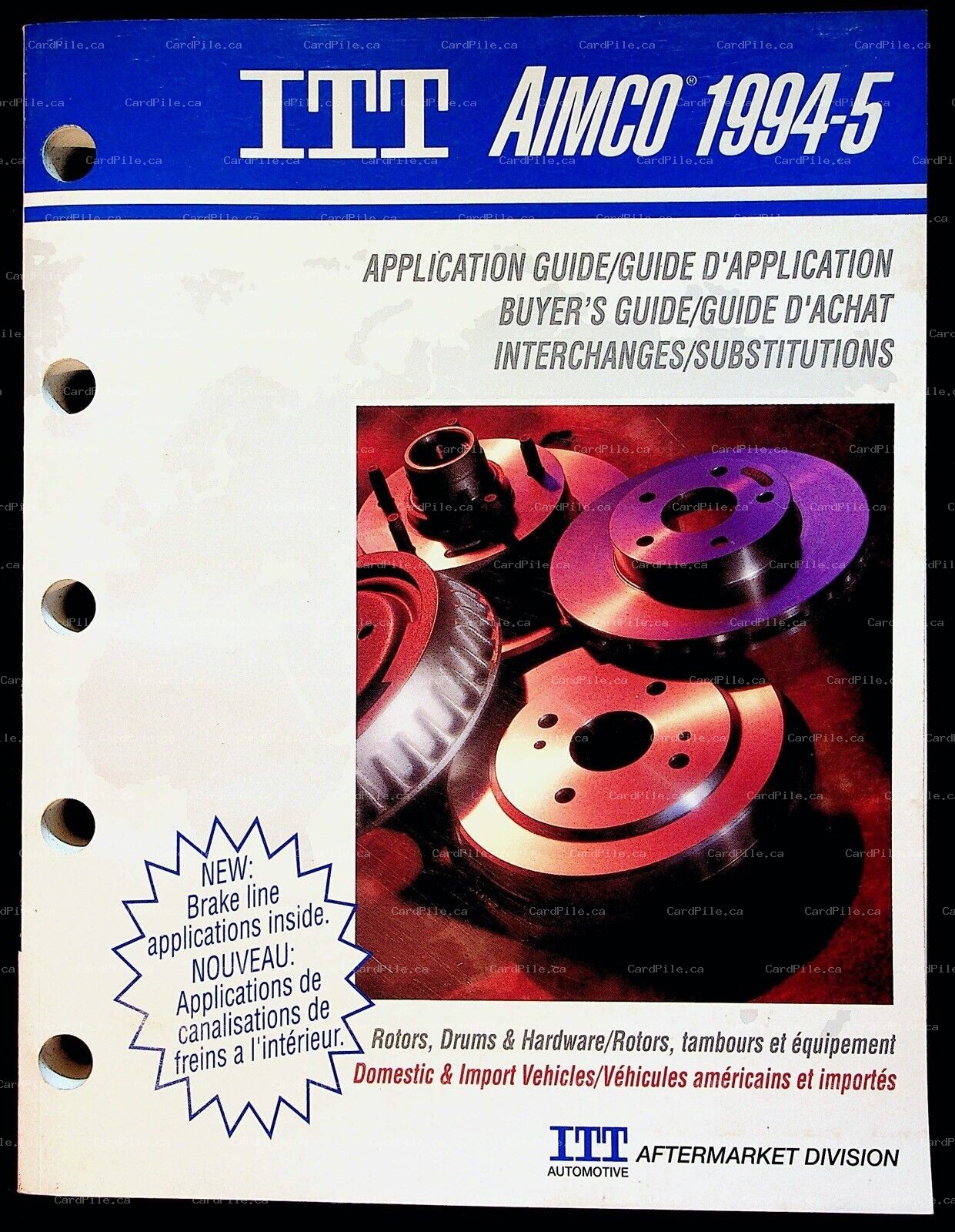 1995 ITT Aimco 1994 to 1995 Rotors Drums & Hardware Application Buyers Guide