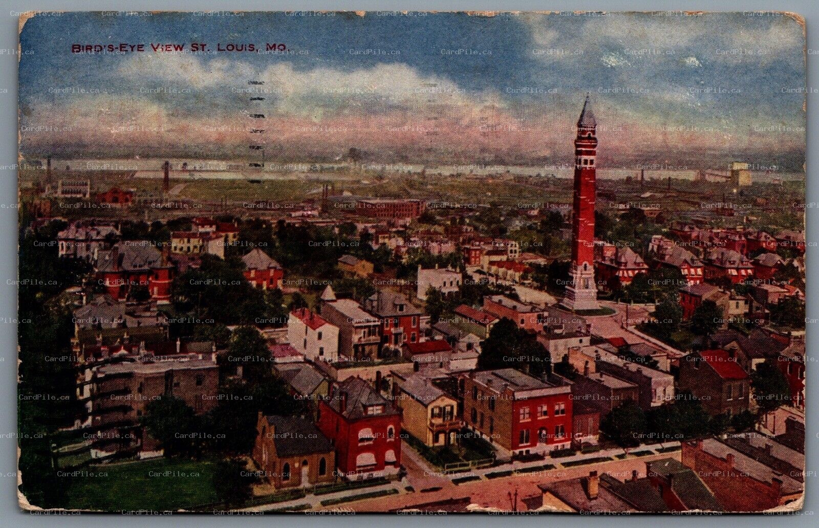 Postcard St Louis Missouri c1907 Birds Eye View CDS Machine Cancel Annex Station