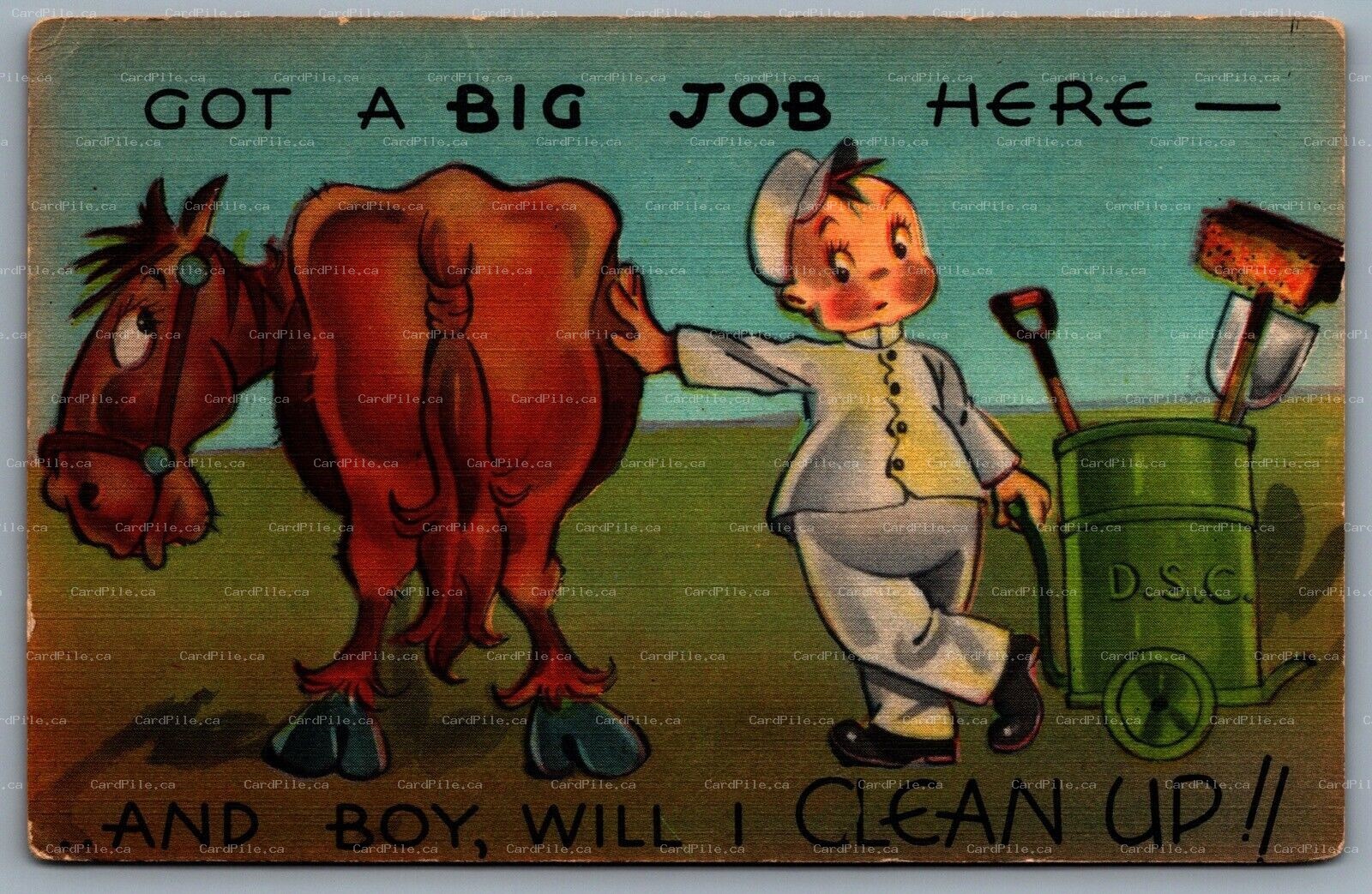 Postcard c1953 Got A Big Job Here And Boy Will I Clean Up!! Misssent Stamp