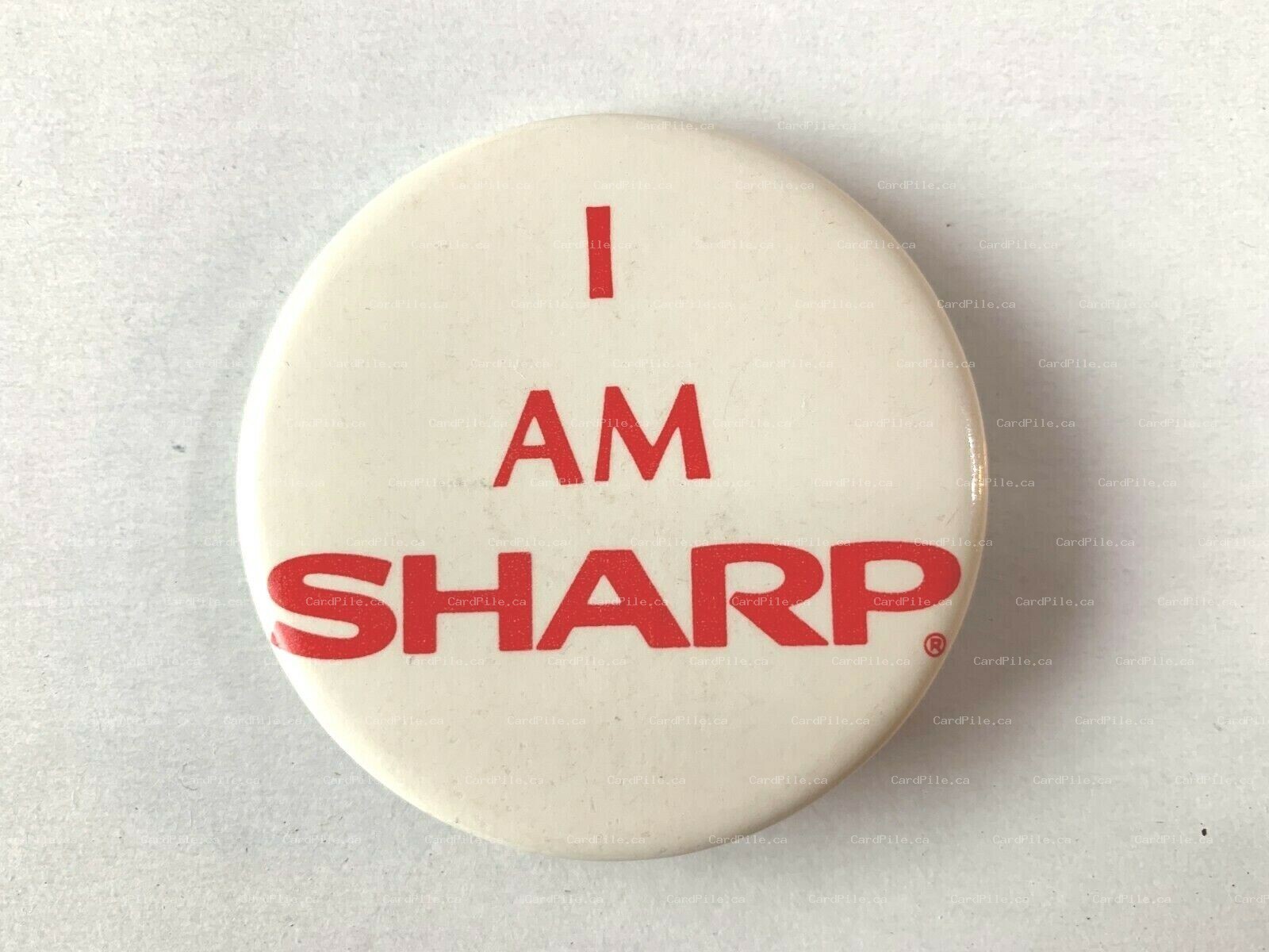 VINTAGE 1980s "I AM SHARP" Pinback Button 