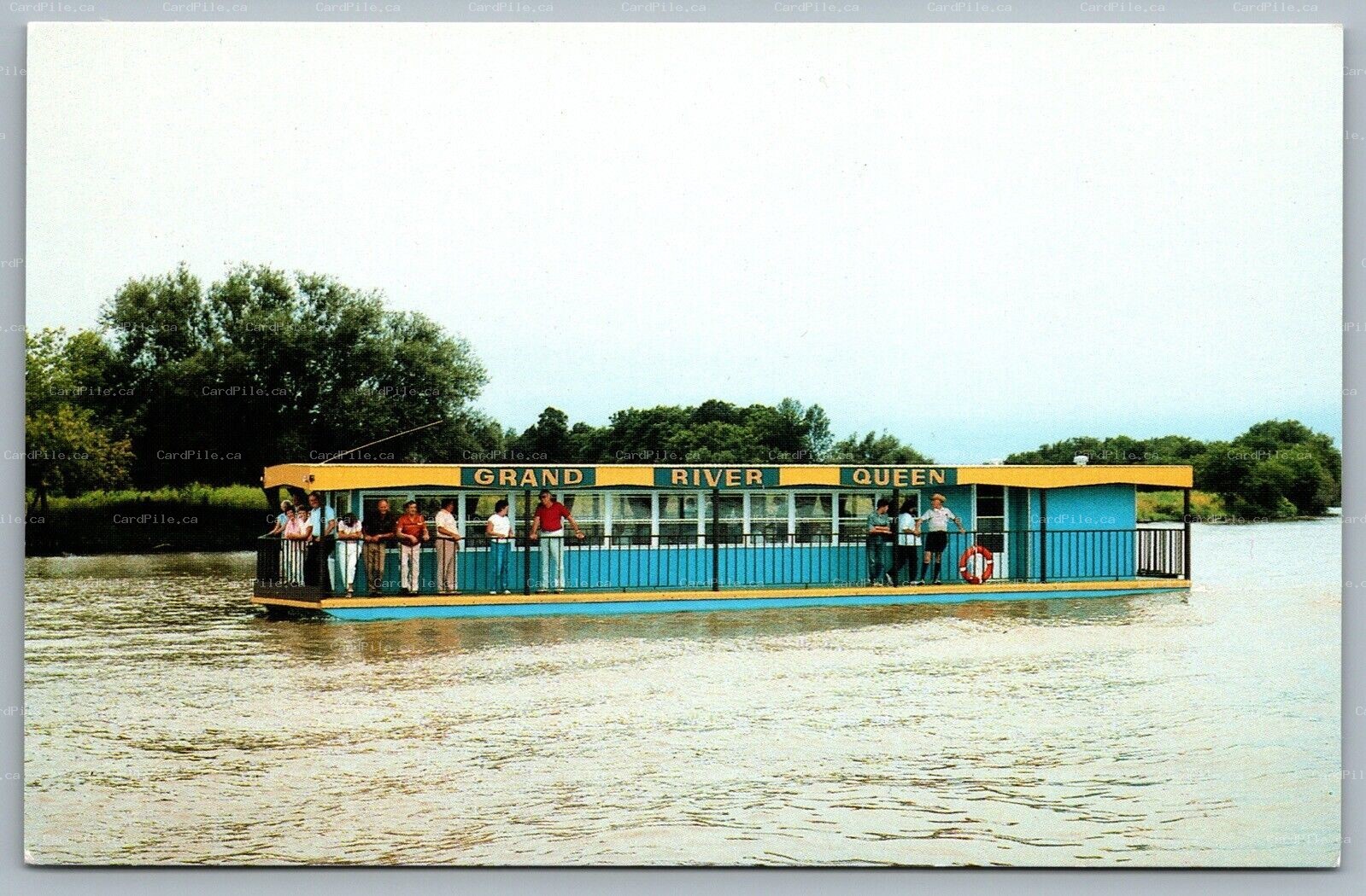 Postcard Caledonia ONT c1991 Grand River Queen Big Creek Boat Farm Riverboat