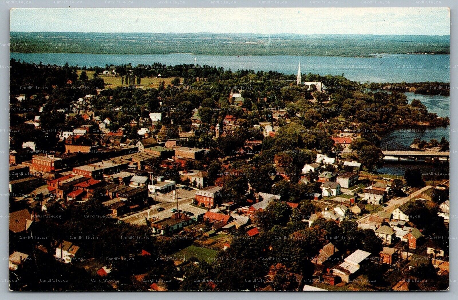 Postcard Arnprior Ontario c1960s Aerial View Ottawa River Renfrew County