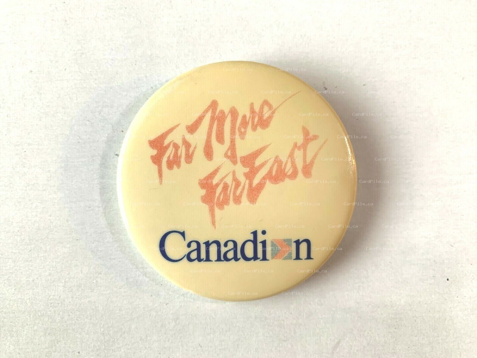 VINTAGE Late 1980s Canadian Airlines - Far More Far East Pinback Button