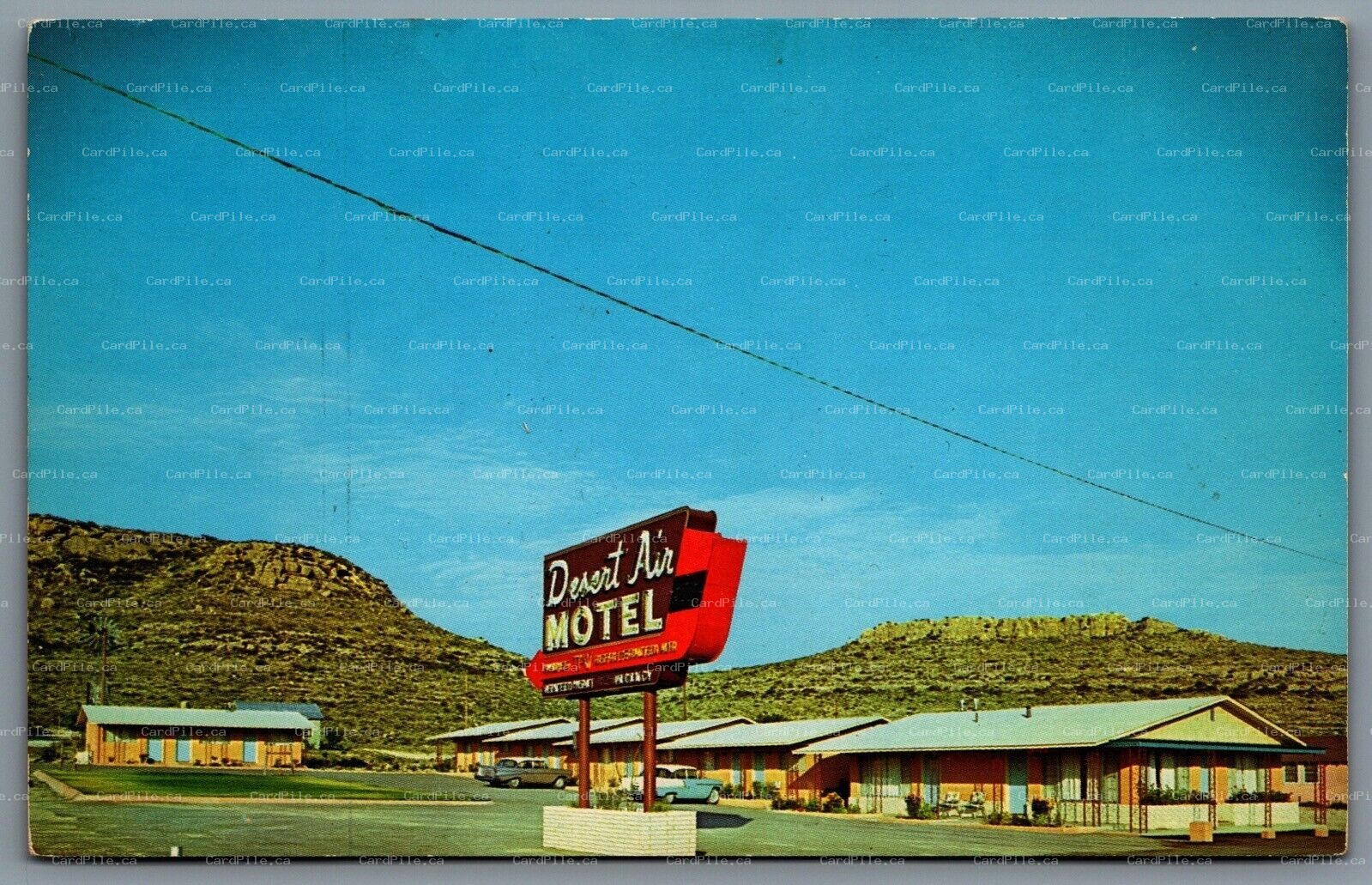 Postcard Sanderson TX c1950s Desert Air Motel Highway 90 Old Cars Ervin Grigsby
