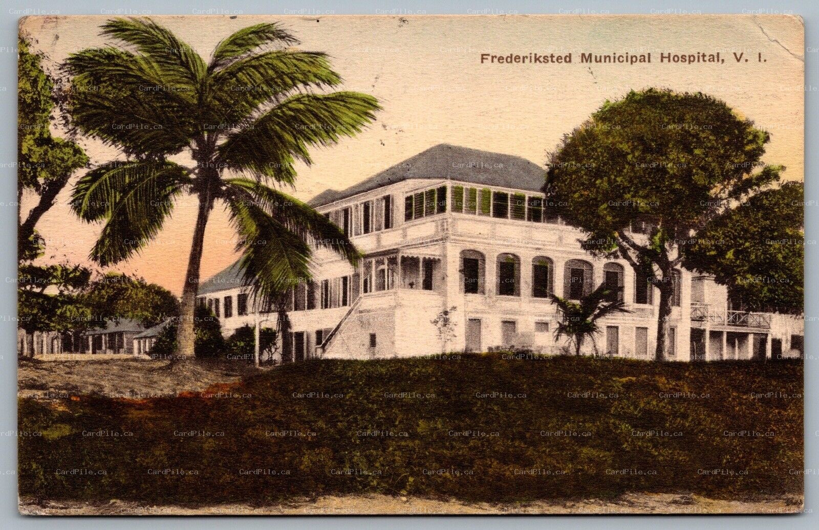 Postcard Frederiksted St. Croix U.S Virgin Islands Municipal Hospital Albertype
