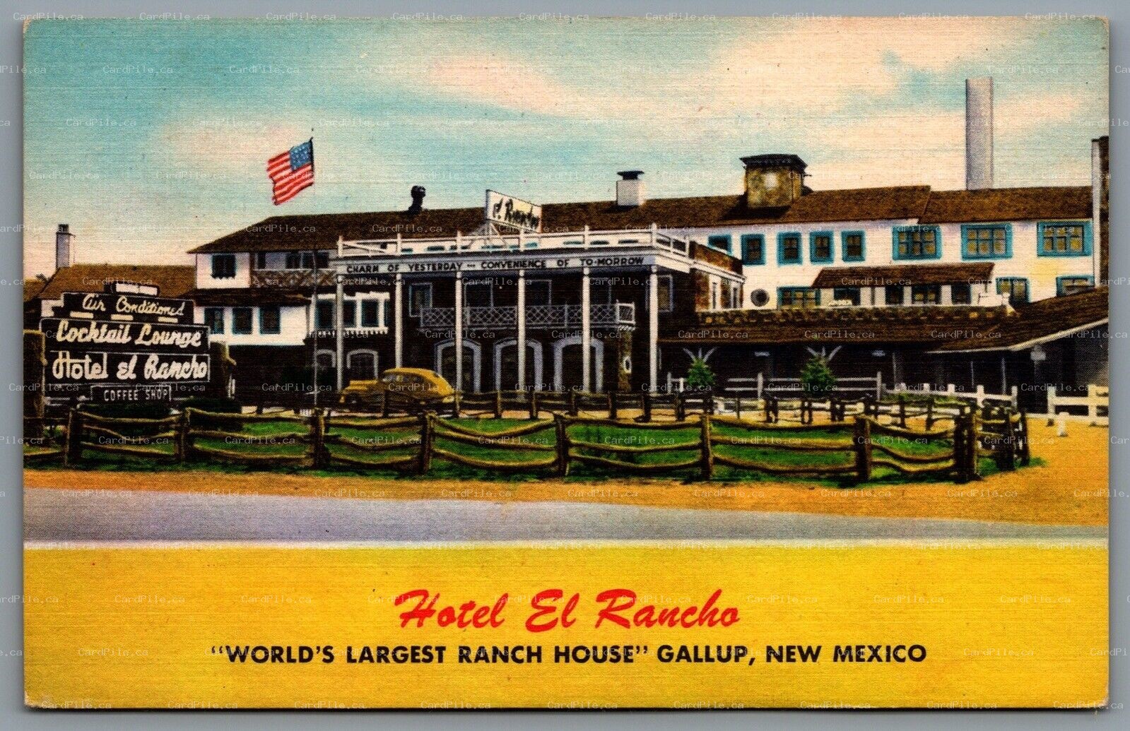 Postcard Gallup NM c1940s Hotel El Rancho Roadside Route 66 Still Active