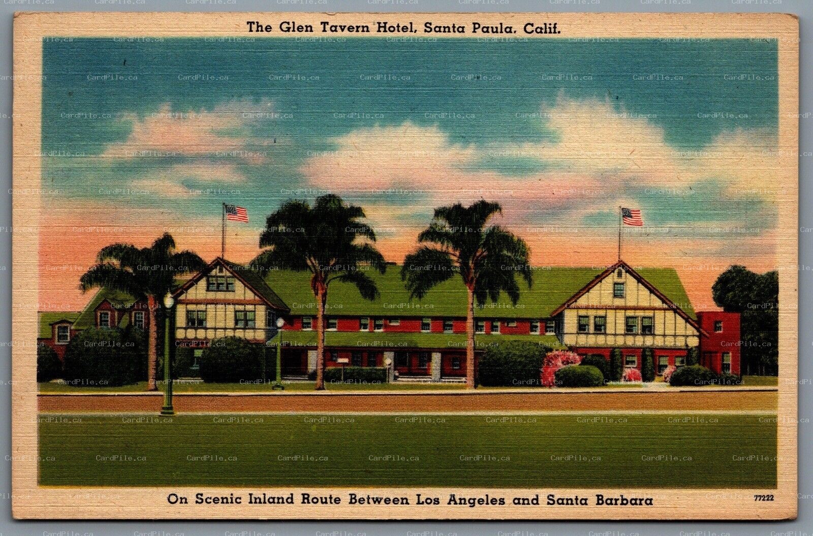 Postcard Santa Paula CA c1940s The Glen Tavern Hotel Mr. and Mrs. John J. Starks