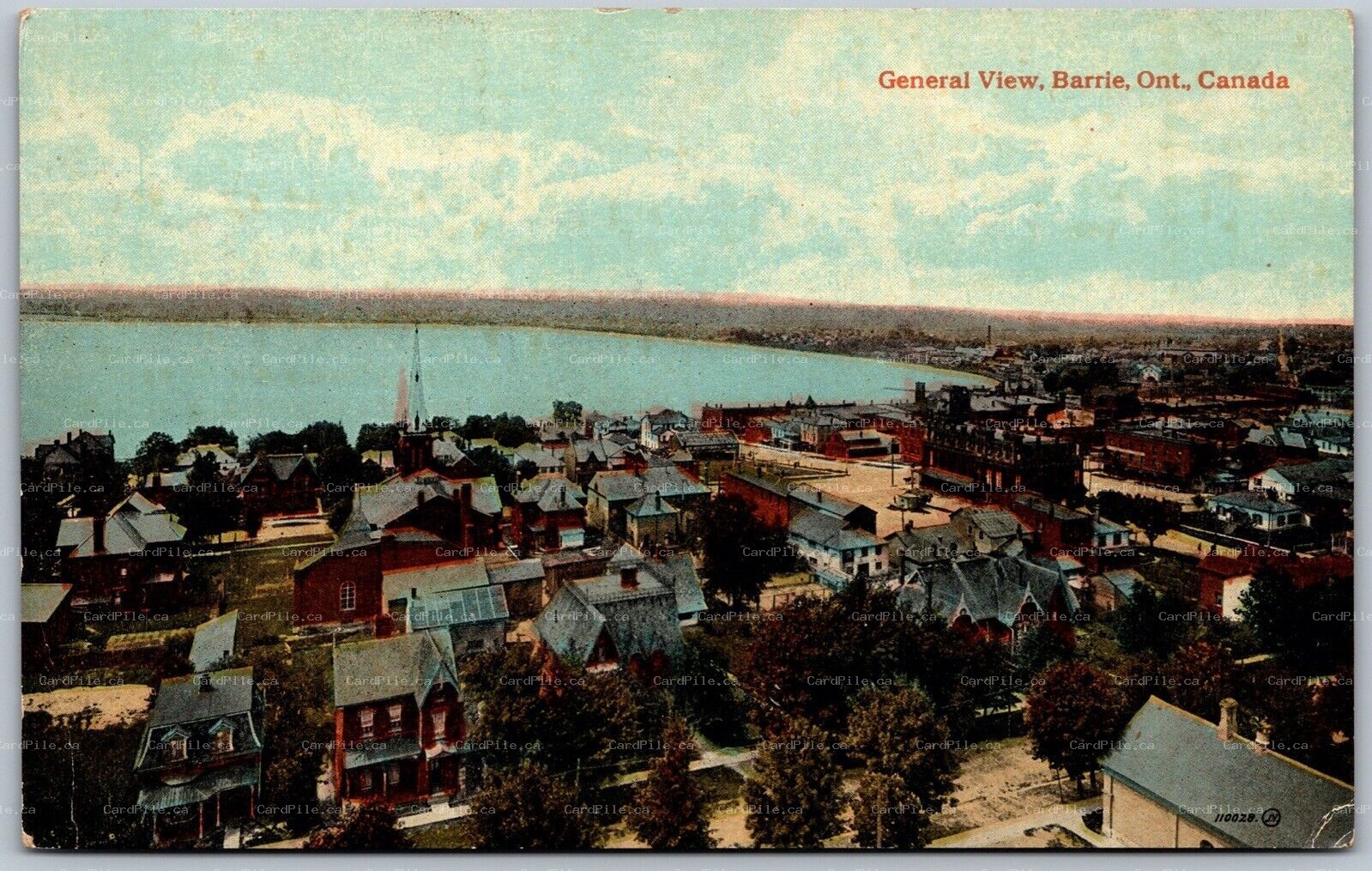 Postcard Barrie Ontario c1909 General View of Town Simcoe County Split Ring