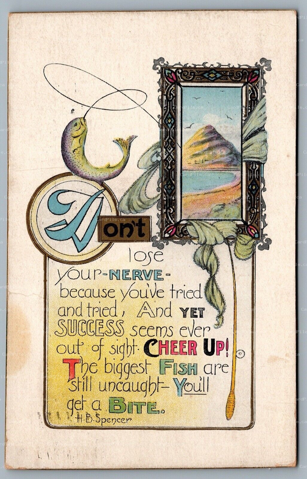 Postcard c1914 Arist Signed H. B. Spencer Fishing Related Don