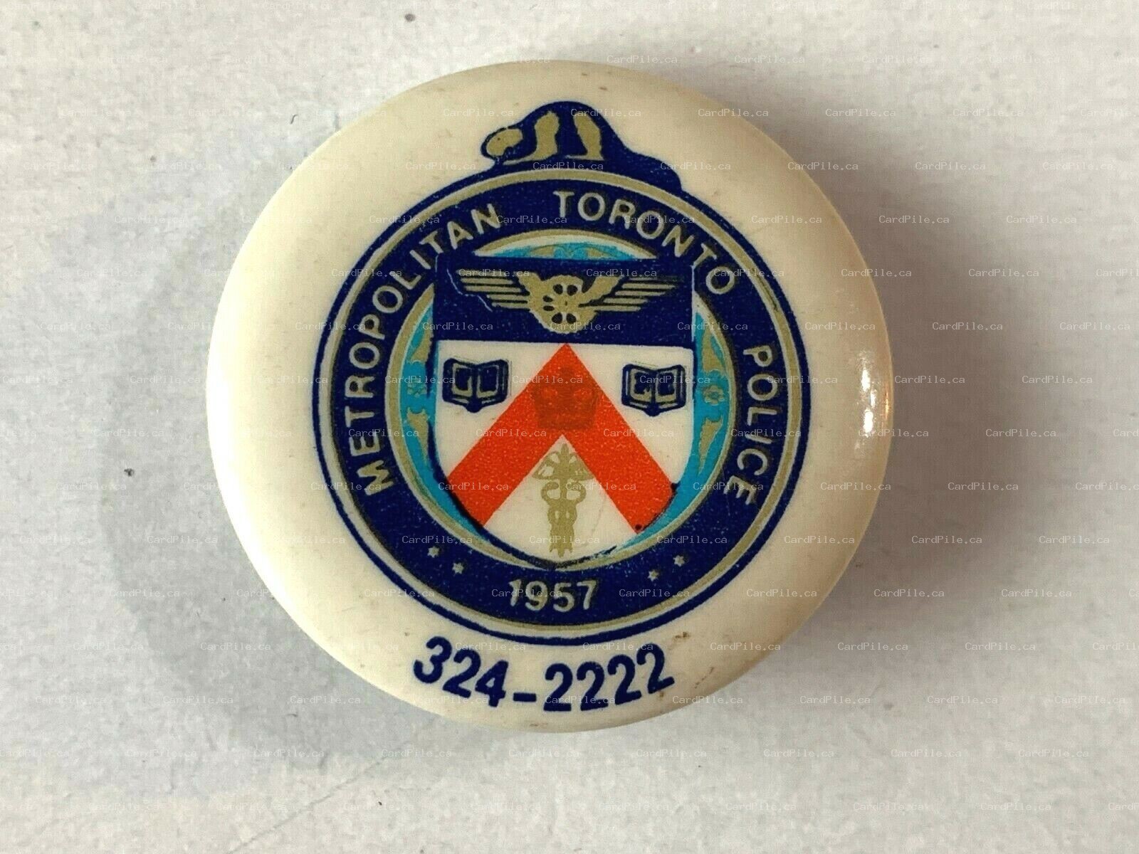 VINTAGE 1957 Metropolitan Toronto Police - Pinback Button