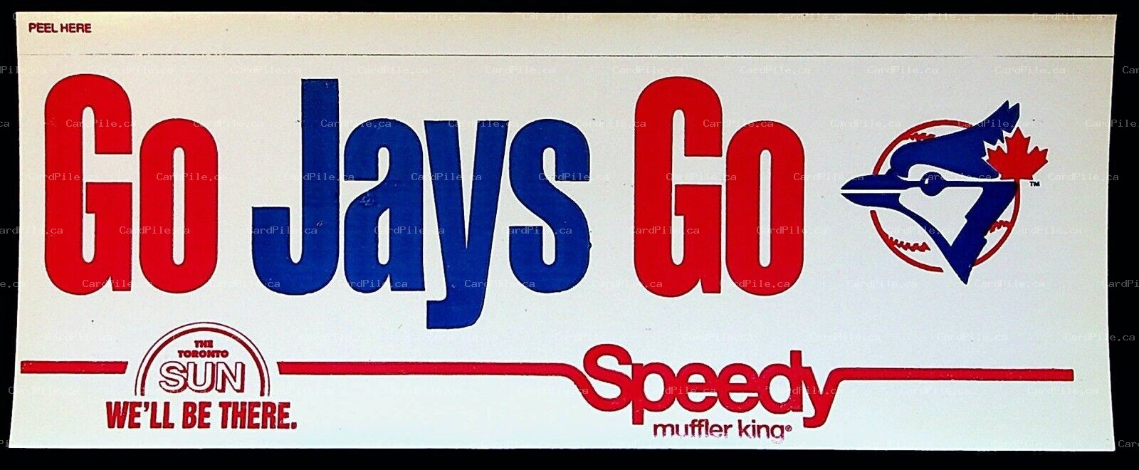 VINTAGE 1970s Toronto Blue Jays Go Jays Go Speedy Muffler Sticker Decal 8” x 3"