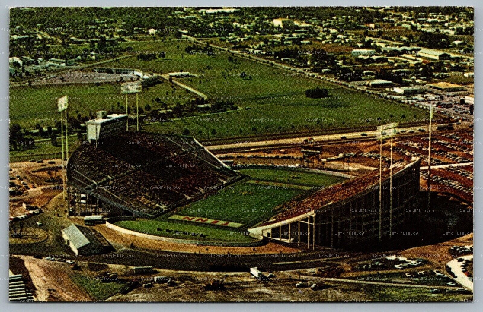 Postcard Tampa Florida c1968 Tampa Stadium Aerial View NFL Football Game Unused