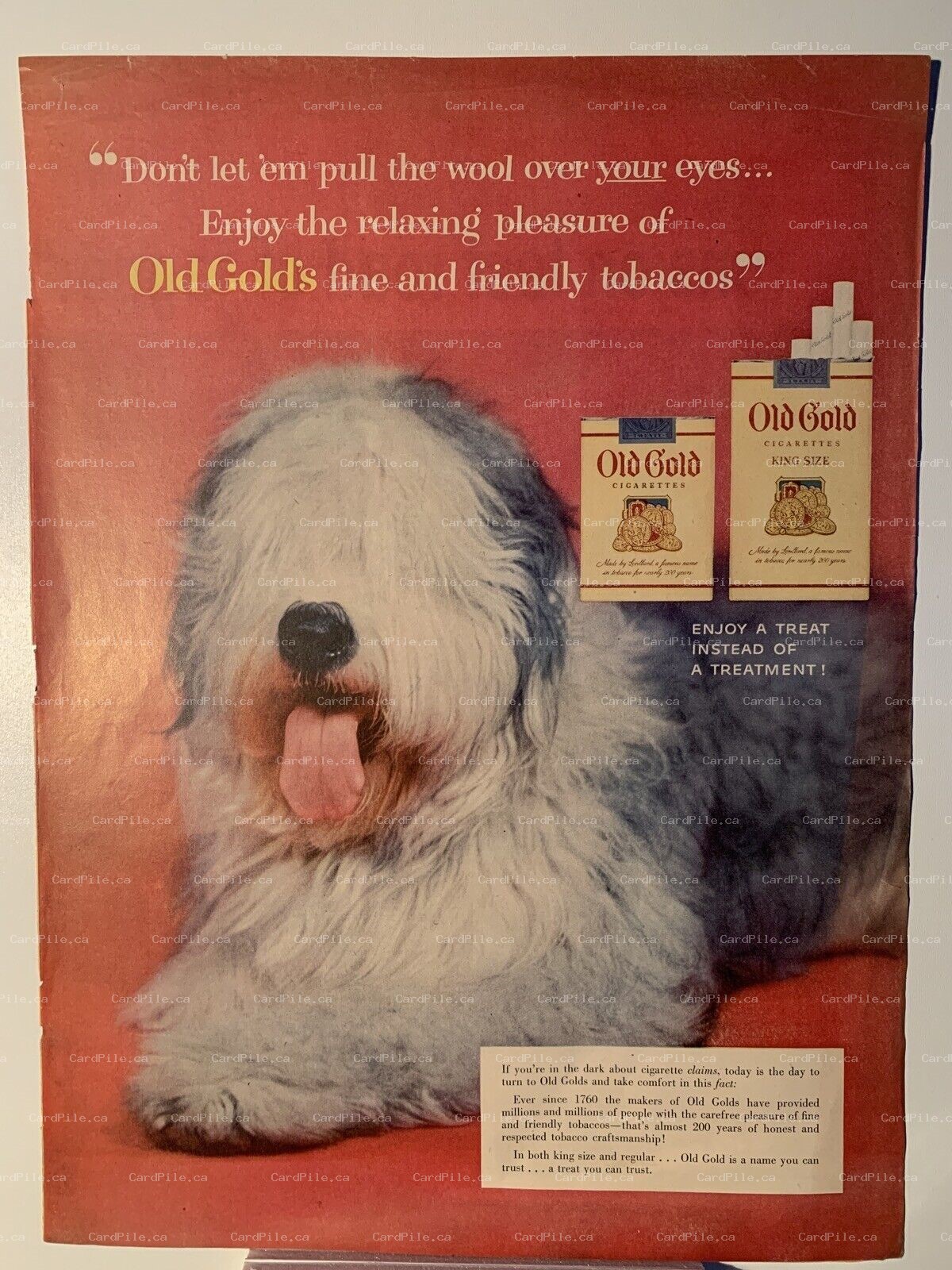 1954 Old Gold Cigarettes King Size - Magazine Ad