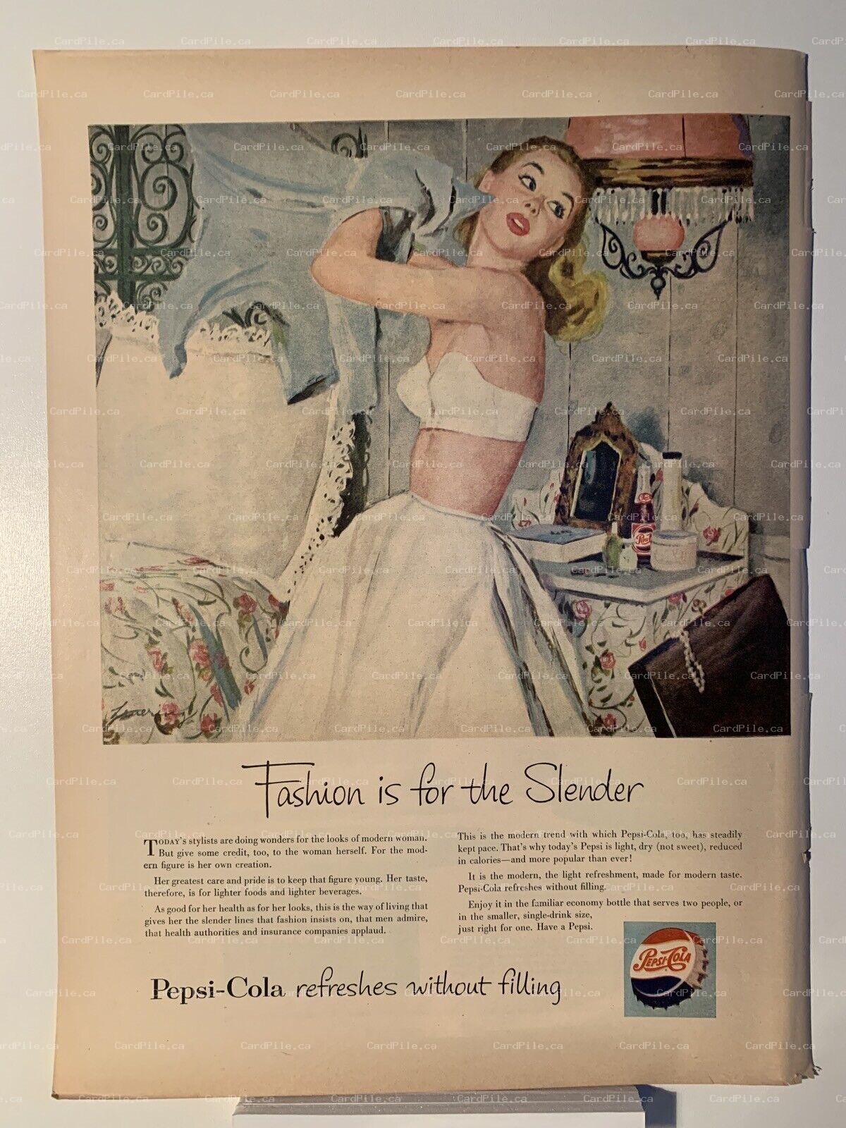 1953 Pepsi Cola Bob Levering Vintage Lingerie - National Homes - Magazine Ad 
