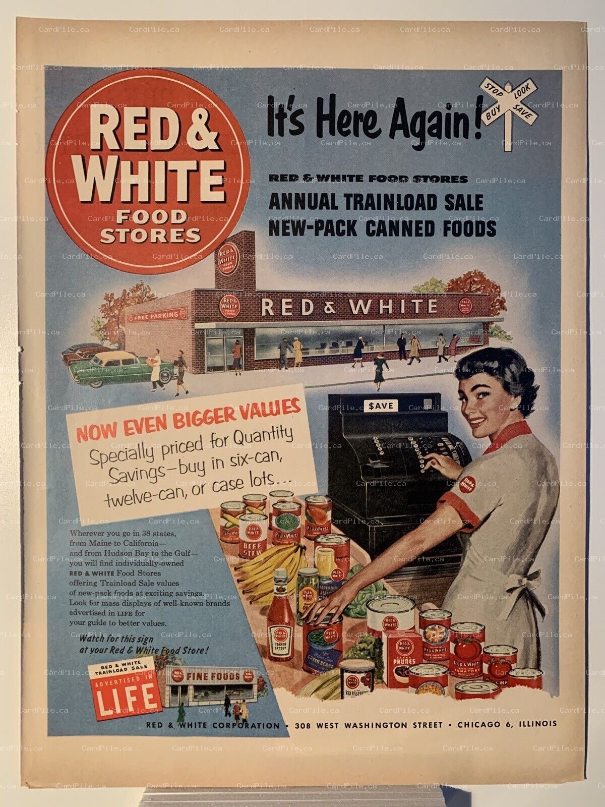 1953 Red & White Food Stores - Philco Television - Magazine Ad