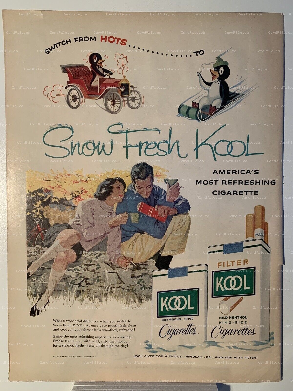 1958 Kool Cigarettes - Carling Black Label Jeanne Goodspeed - Magazine Ad
