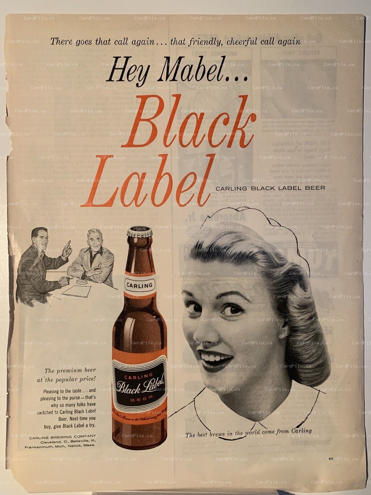 1957 Carling Black Label Beer - Tums - Roto Rooter - Sergeants - Magazine Ad 