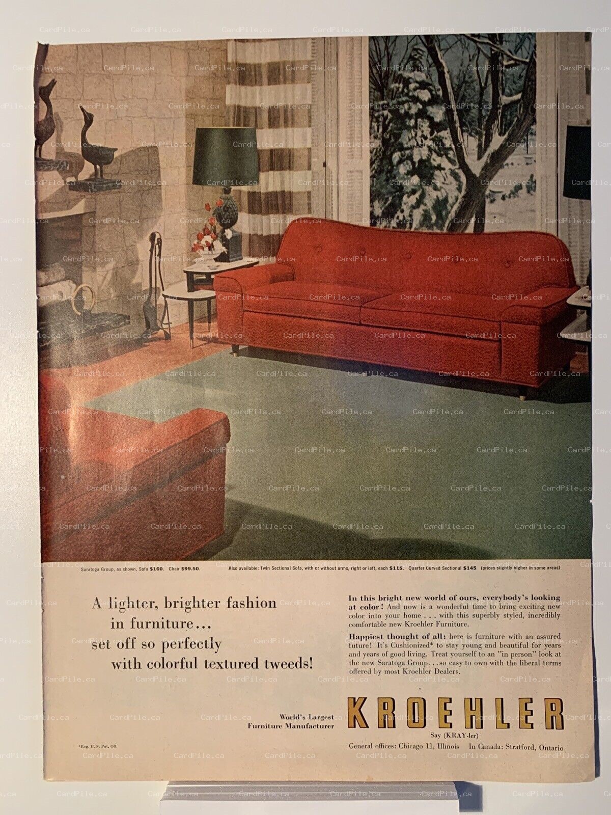 1955 Kroehler Furniture - McCormick and Schilling - Magazine Ad