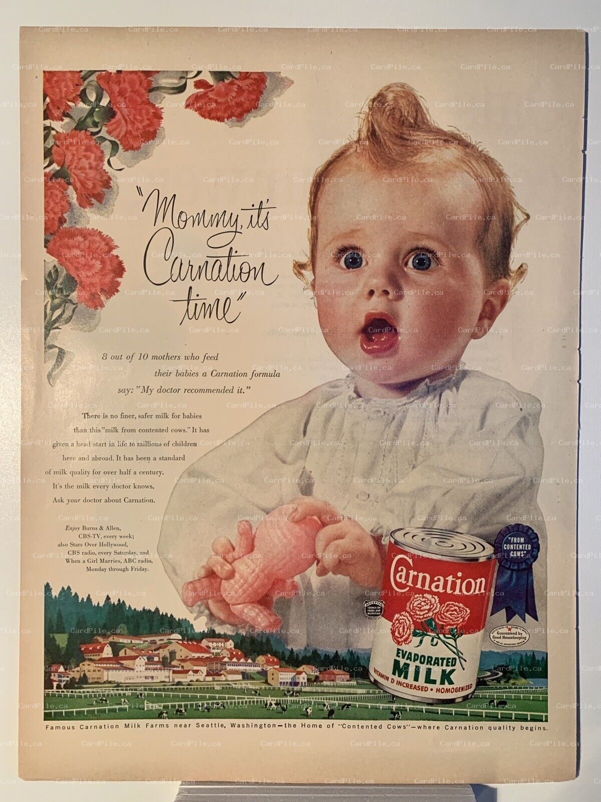 1950s Carnation Evaporated Milk - Magaizine Ad