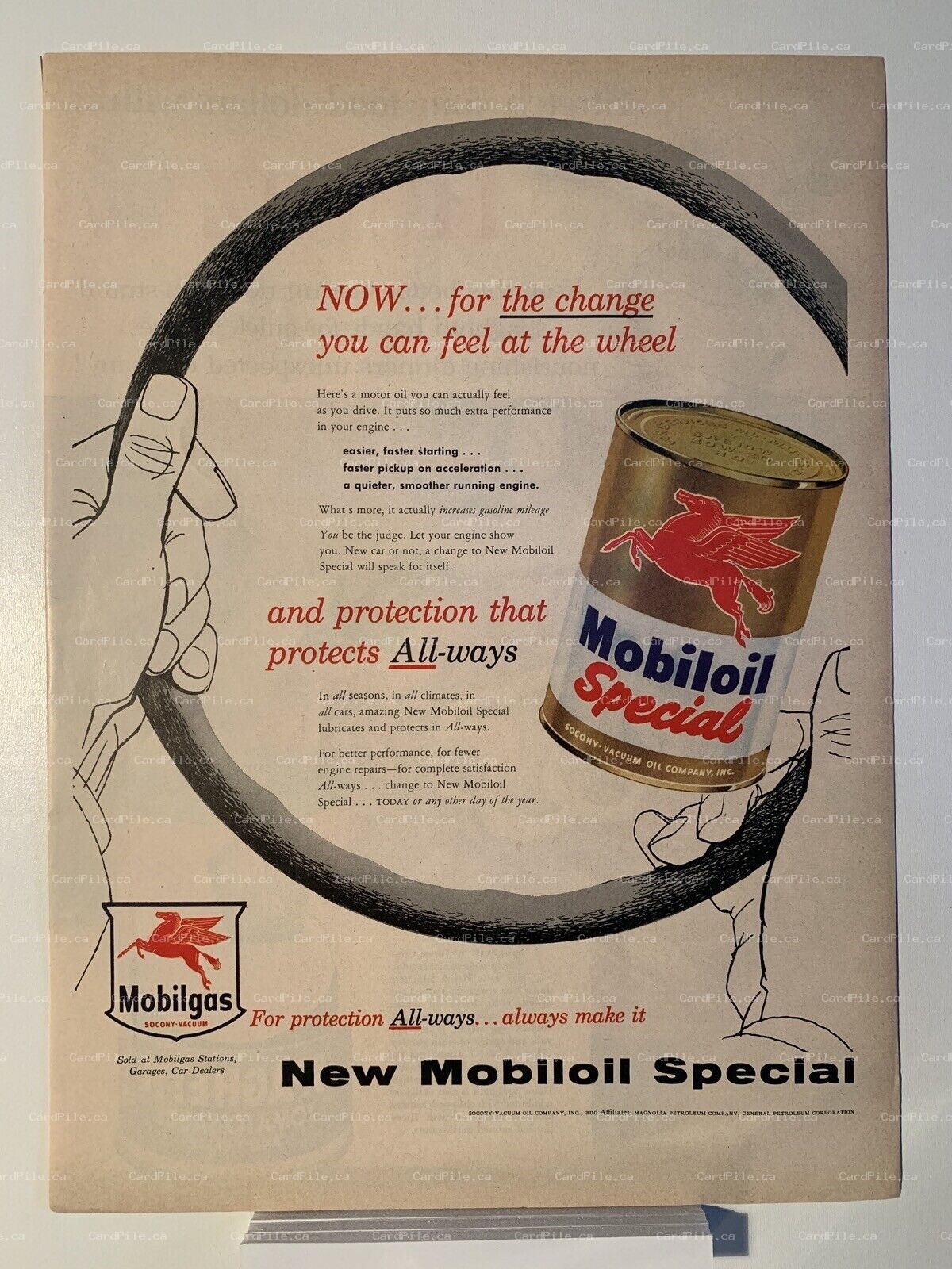 1955 Mobileoil Special Mobilegas - Heinz 57 Spaghetti Tomato Sauce - Magazine Ad