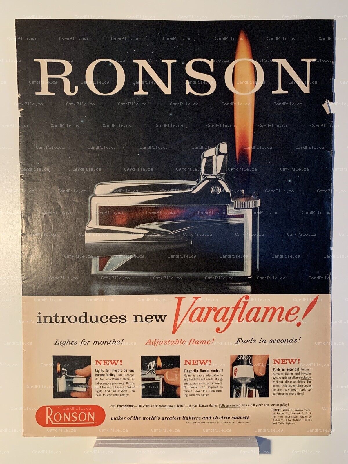 1958 Ronson Varaflame - Corby's Reserve Blended Whiskey - Magazine Ad 